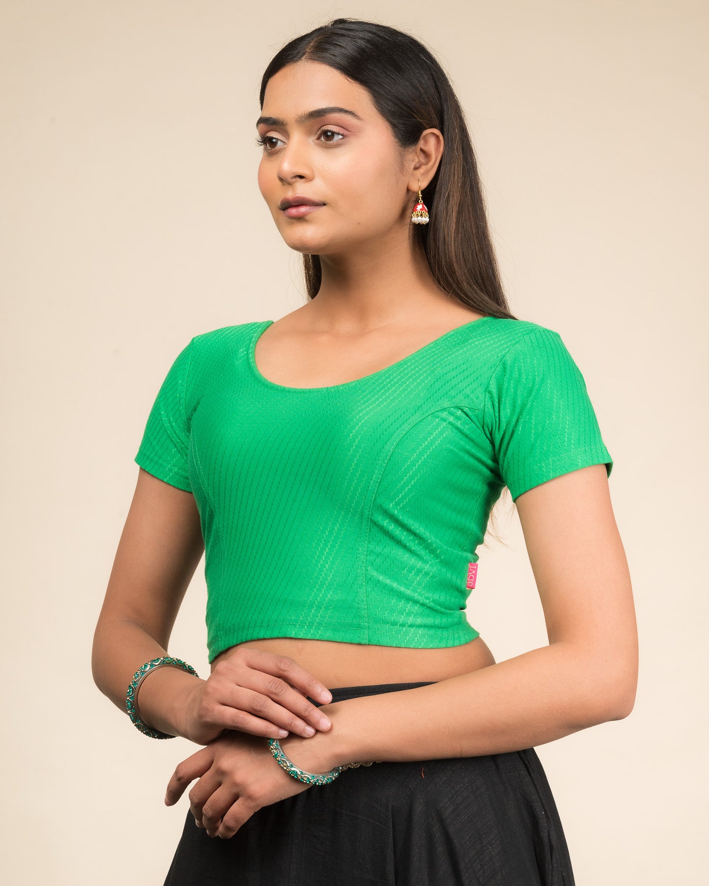 Side profile highlighting the fit and sleeve length