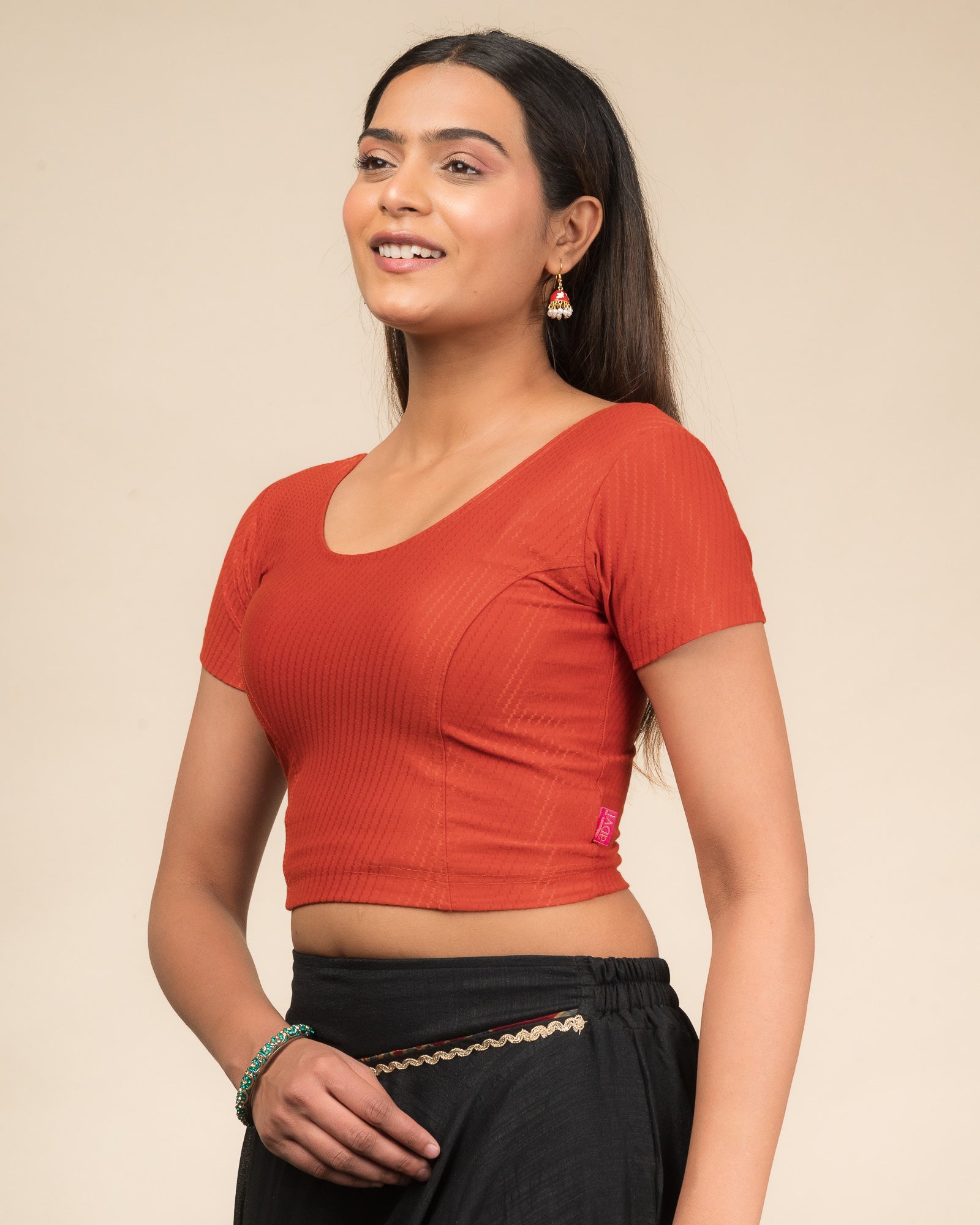 Side profile highlighting the fit and sleeve length