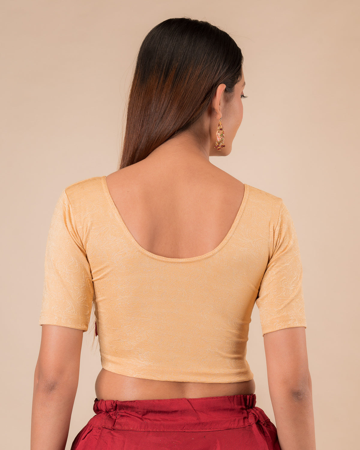Srishti Fawn Classic Round Neck Stretchable Slip On Blouse