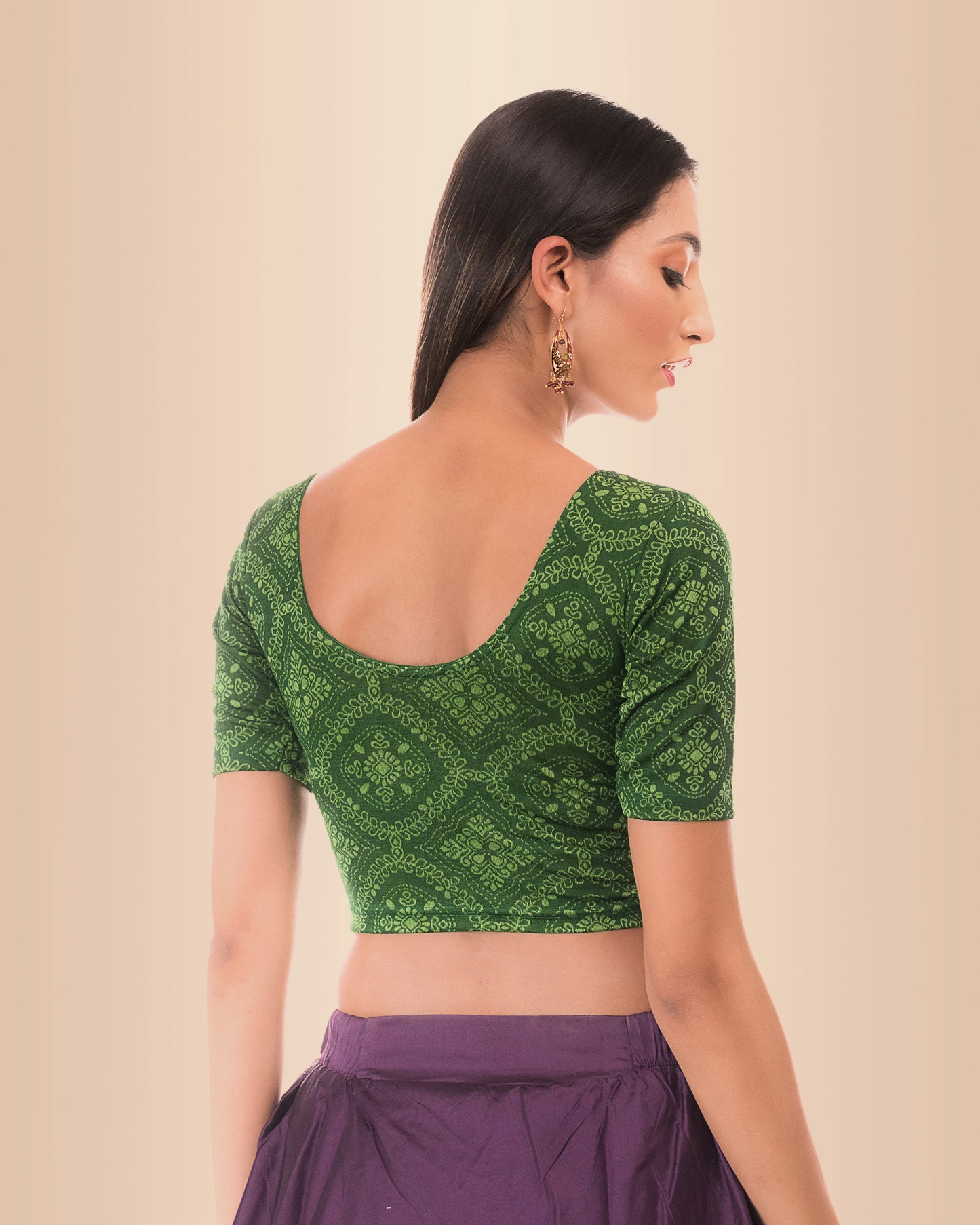 Khwaab Green Chikankari Self Design Jacquard Blouse Stretchable by Advi