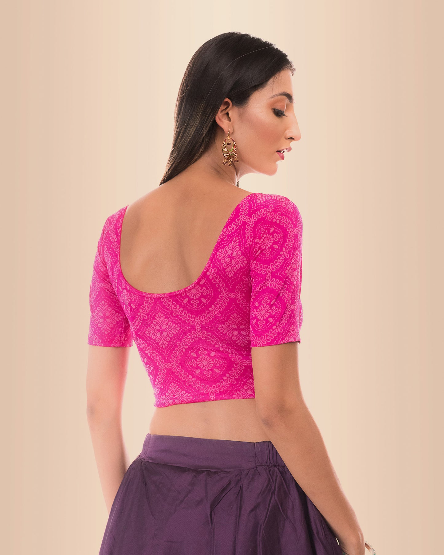 Khwaab Rani Chikankari Boat Neck Two Tone Jacquard Blouse by Advi