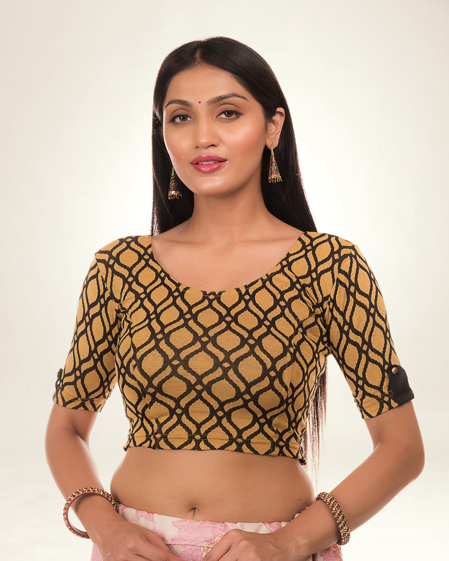 Taapsi Black Embellished Blouse with Epaulet Button and Slip On Fit Advi