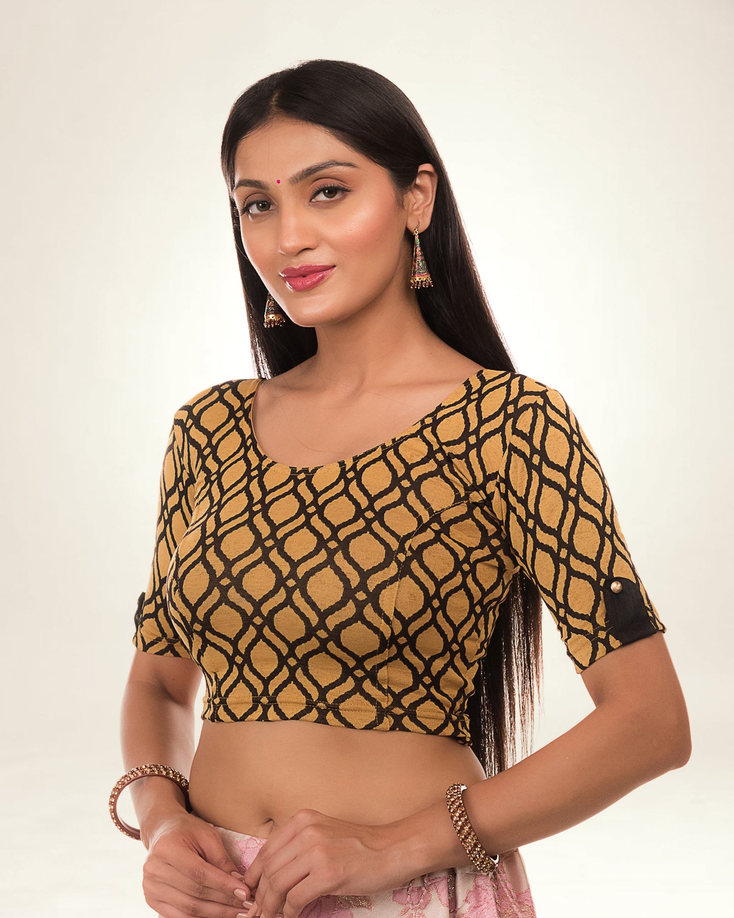 Taapsi Black Embellished Blouse with Epaulet Button and Slip On Fit Advi