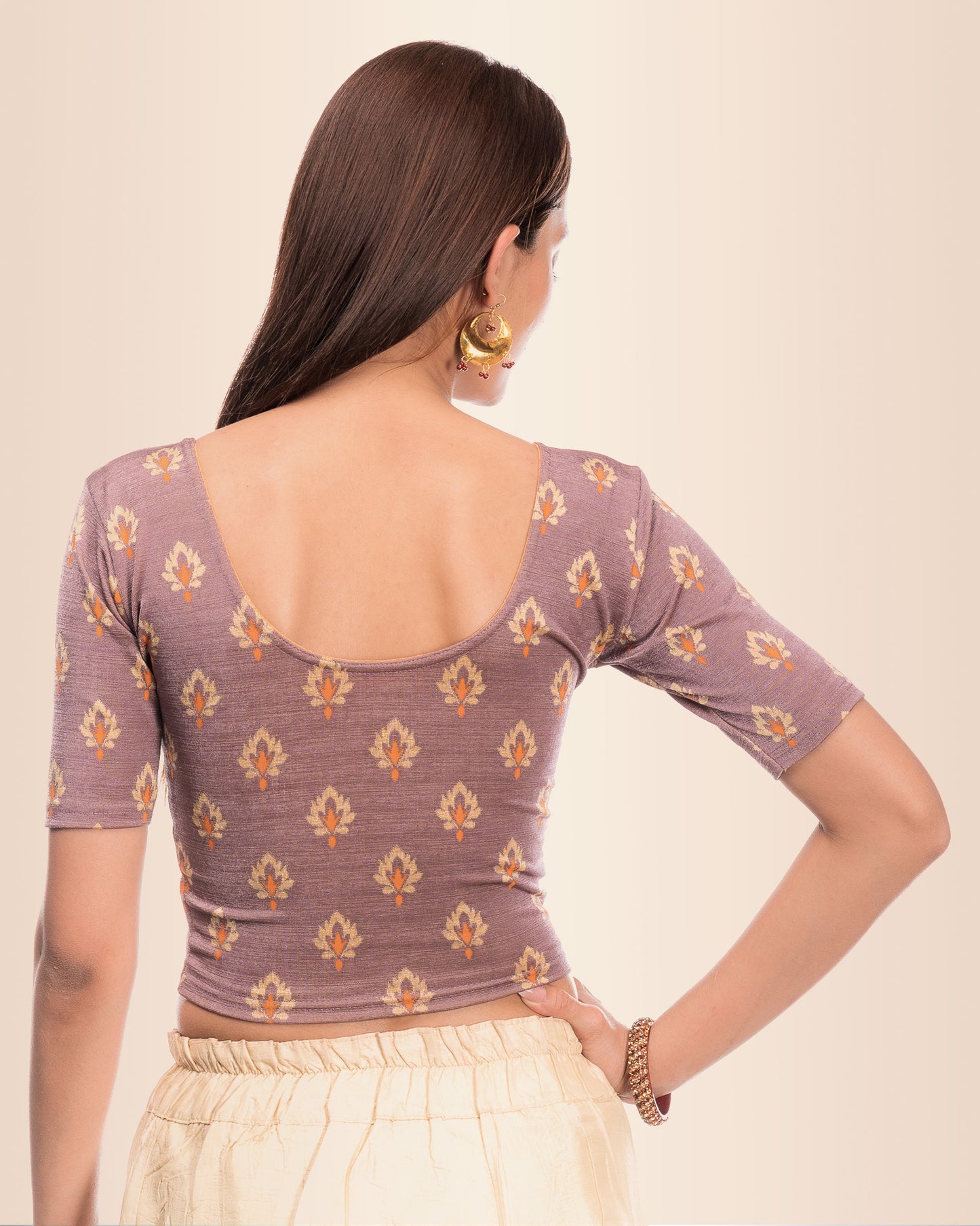 Kavana Gray Jacquard Blouse with Multicolour Buti and Boat Neck Advi