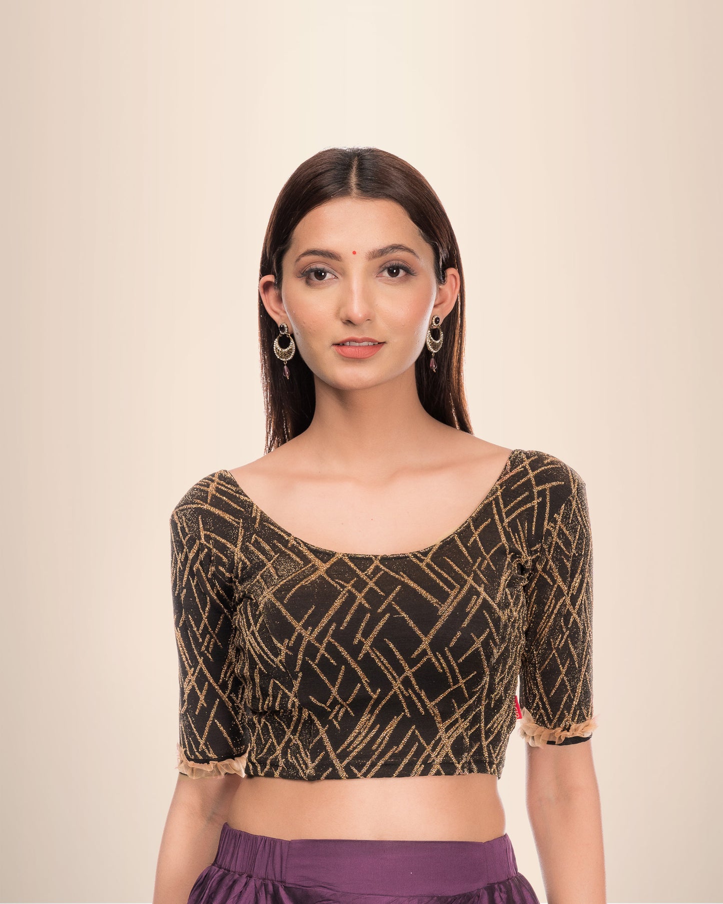 Madhu Gold Organza Ruffle Embellished Zari Jacquard Blouse by Advi