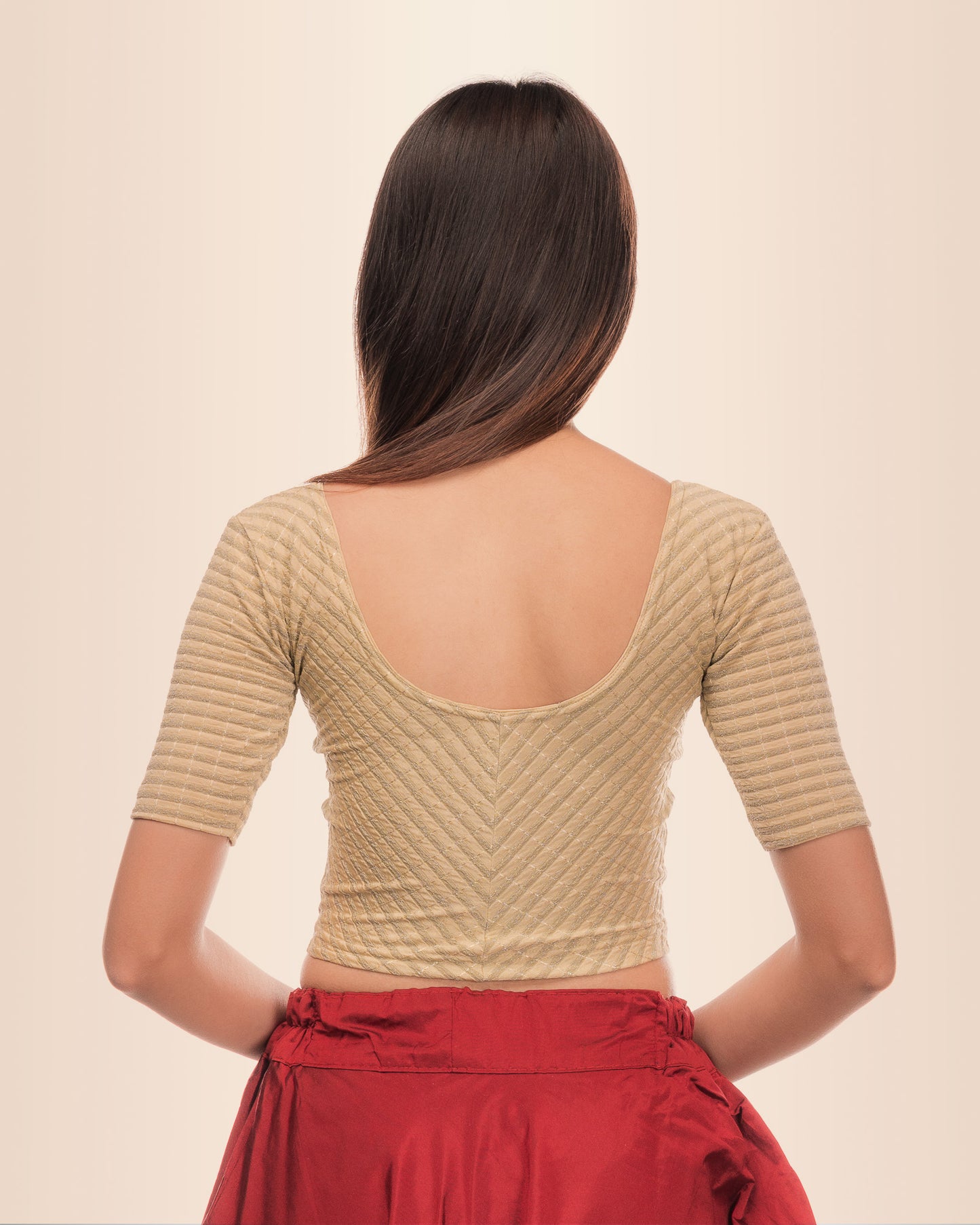 Rear view showcasing the zig‑zag pattern across the back and slip‑on fit