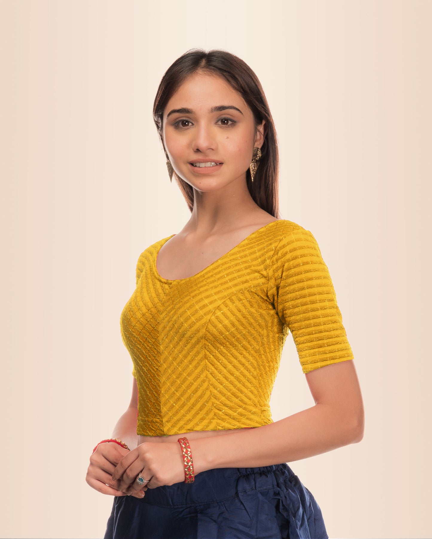 Side angle highlighting the sleeve length and overall silhouette