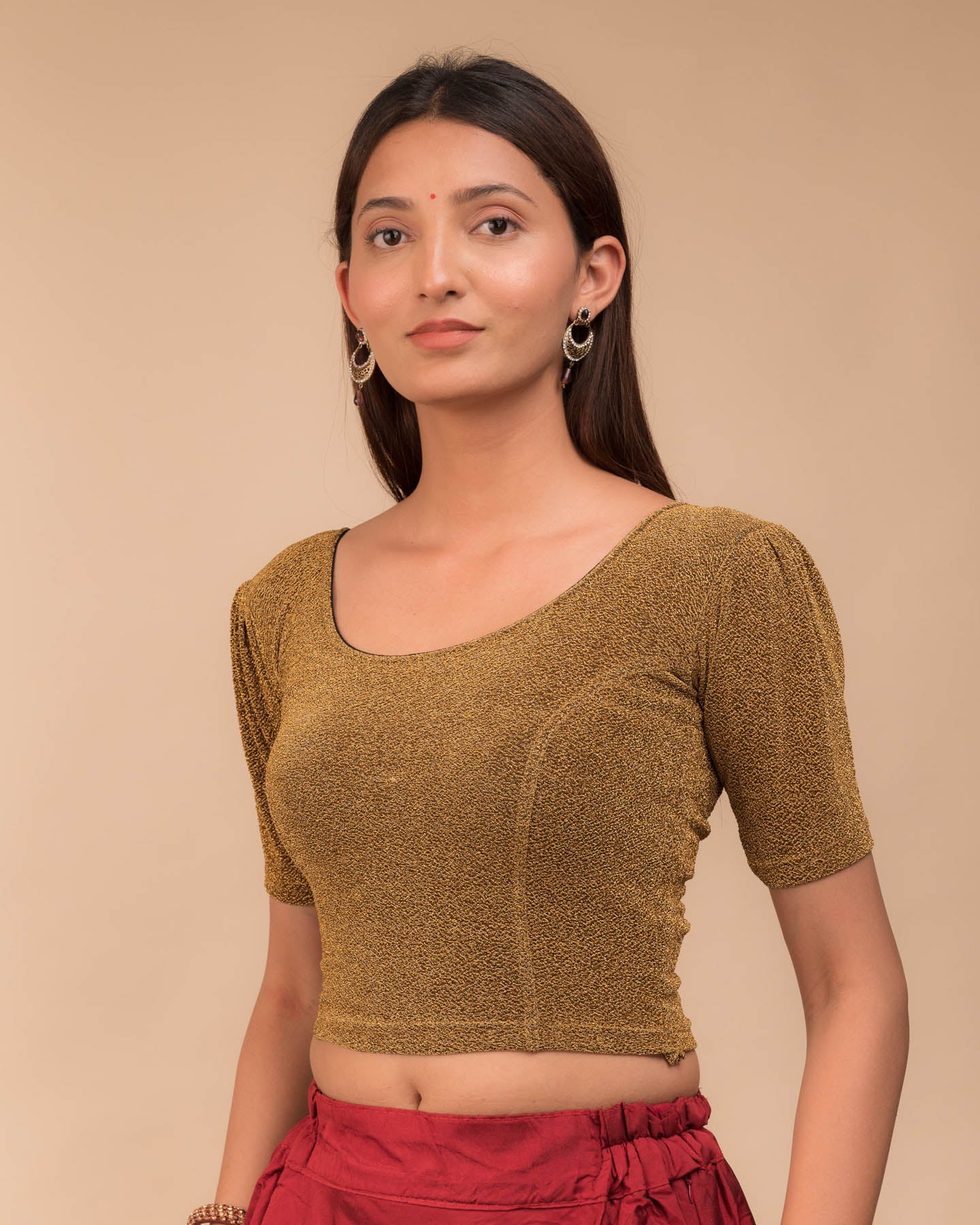 Side profile highlighting the textured pleats and fit.