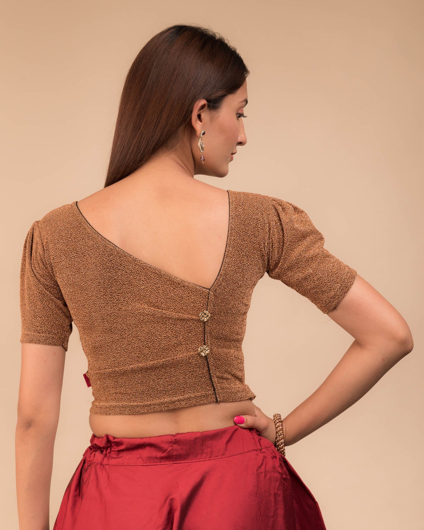 Rear view showcasing the back silhouette and half sleeves