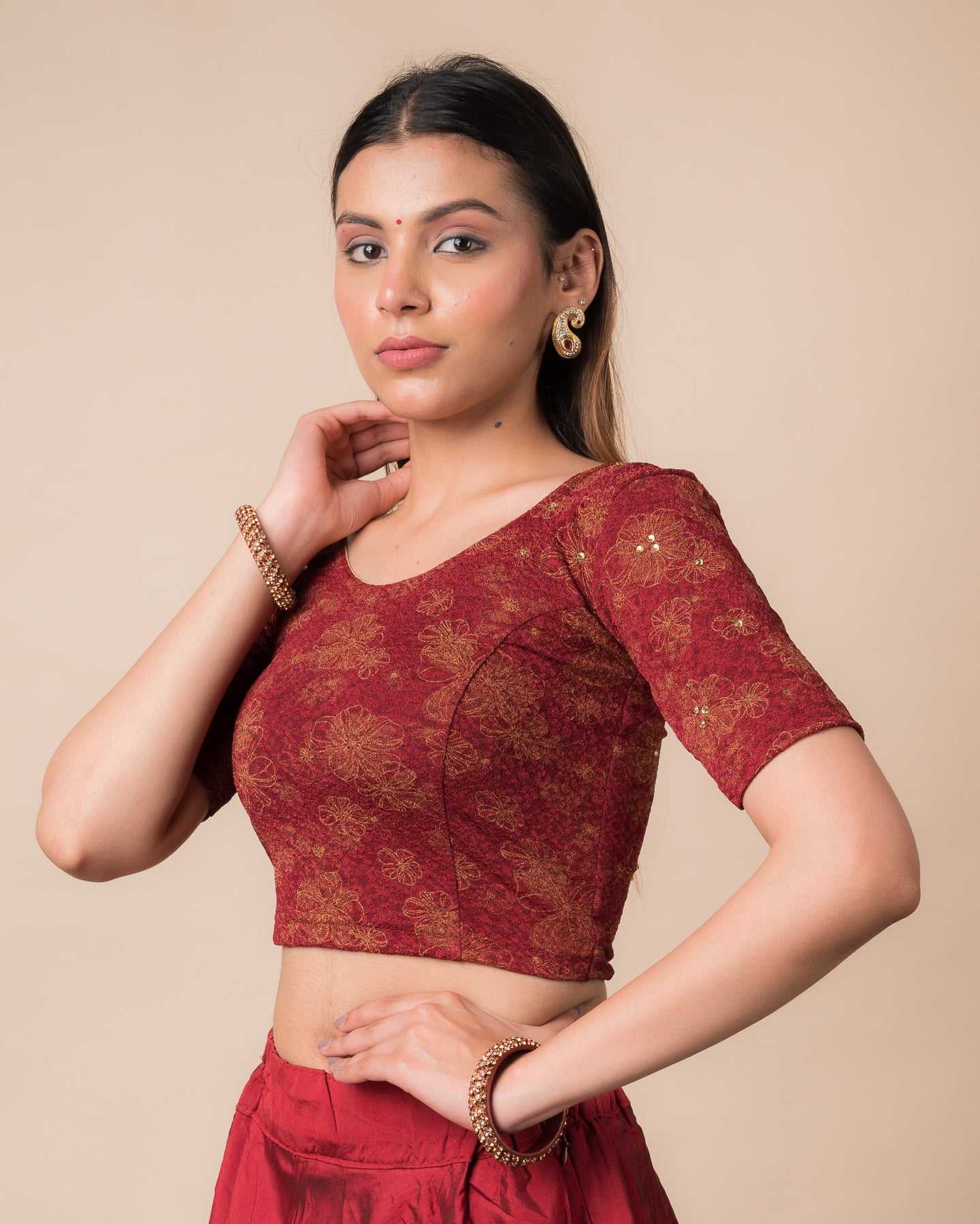 Side profile highlighting the fit and sleeve length