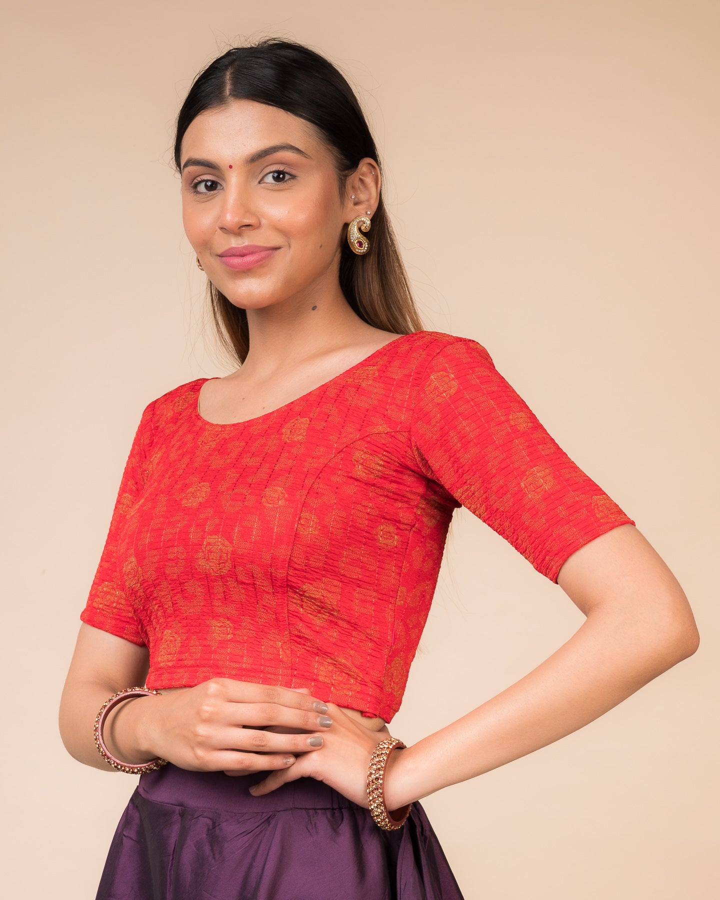 Side view highlighting the fit and sleeve length