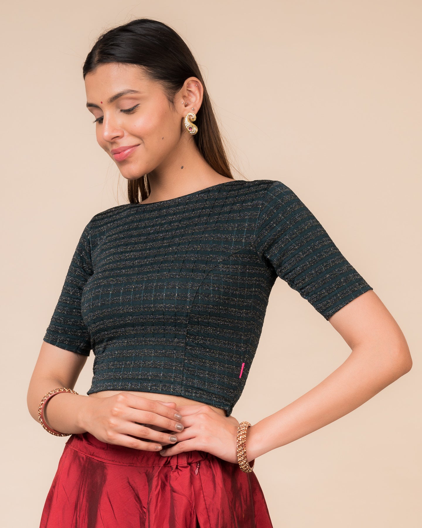 Side profile highlighting the fit and sleeve length