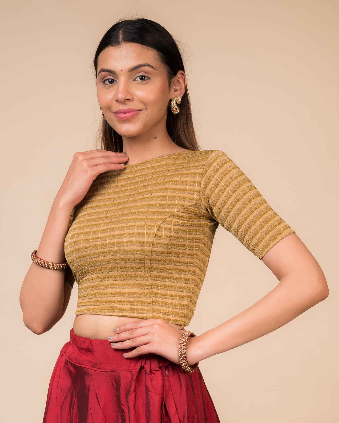 Side profile highlighting the fit and sleeve length