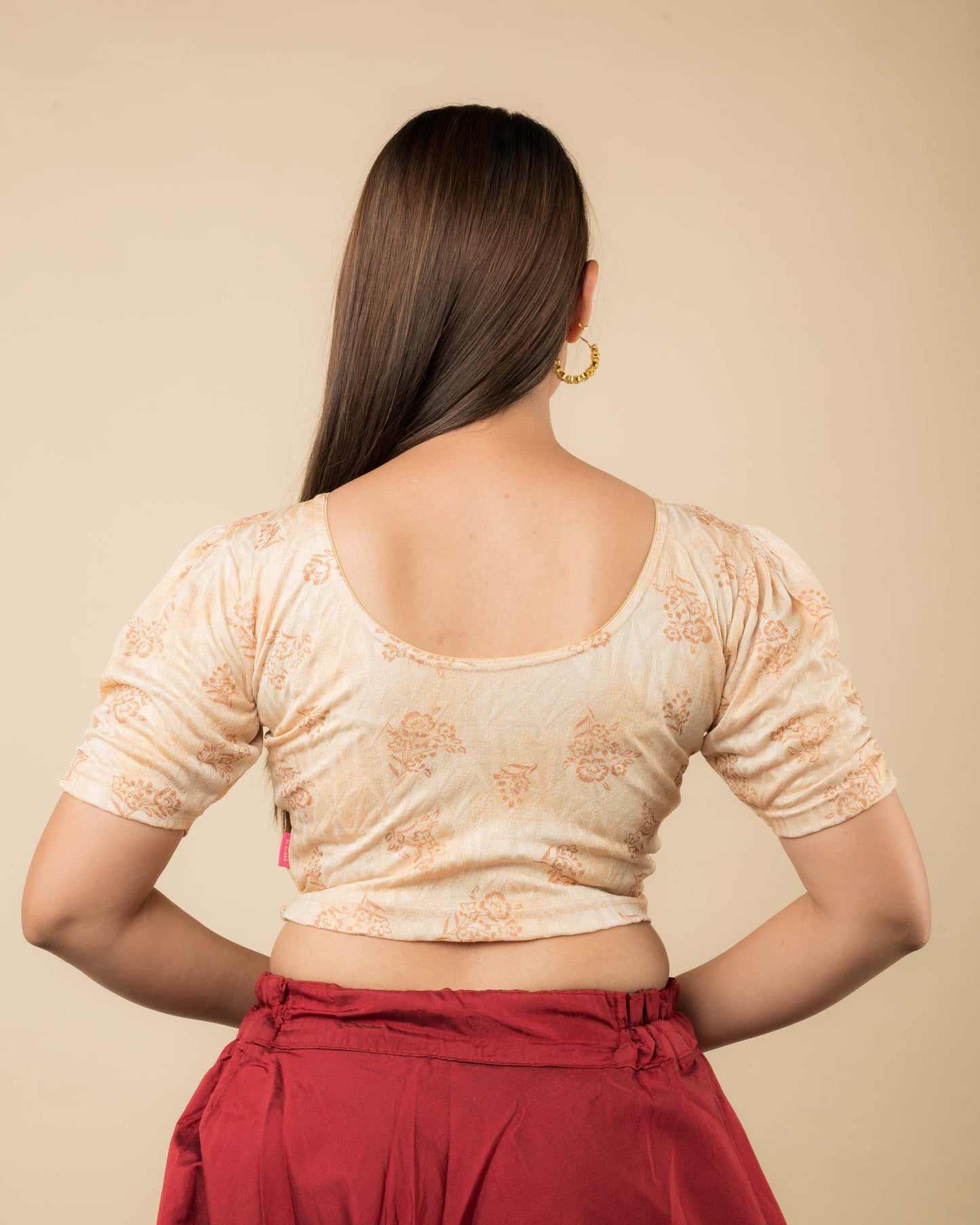Rear view of the corset-style stretchable blouse showcasing the back design.