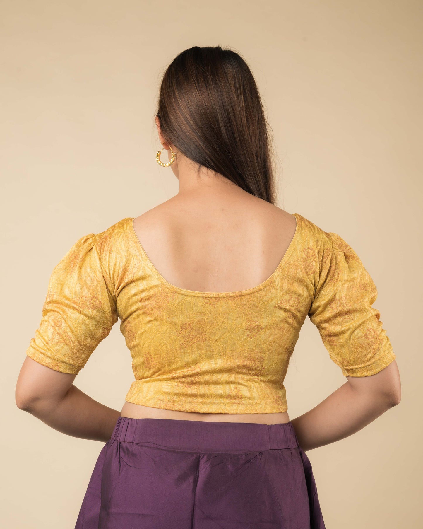 Rear view of the corset-style stretchable blouse showcasing the back design.