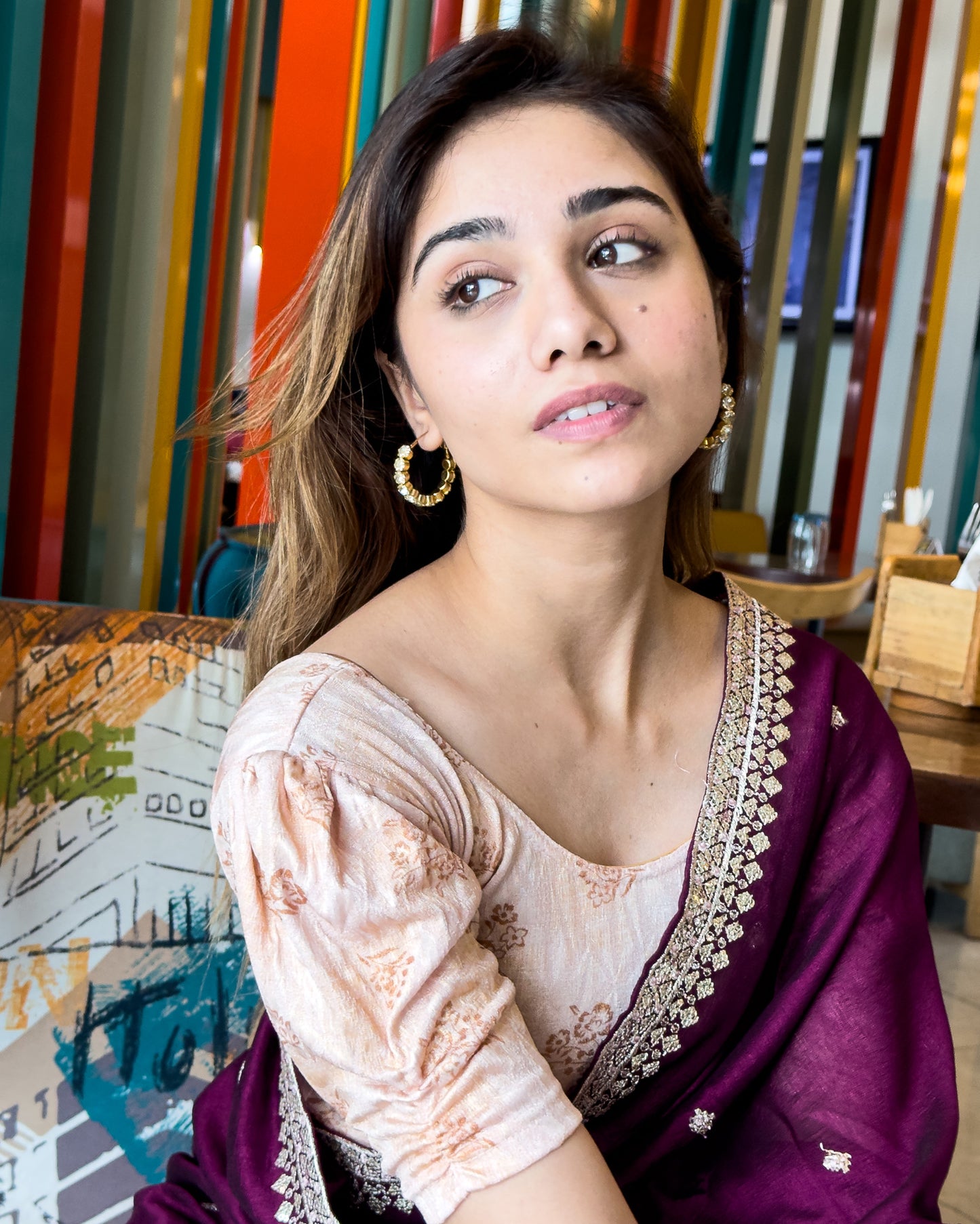 Model pairing the corset-style stretchable blouse with a traditional saree, demonstrating a complete ethnic look.