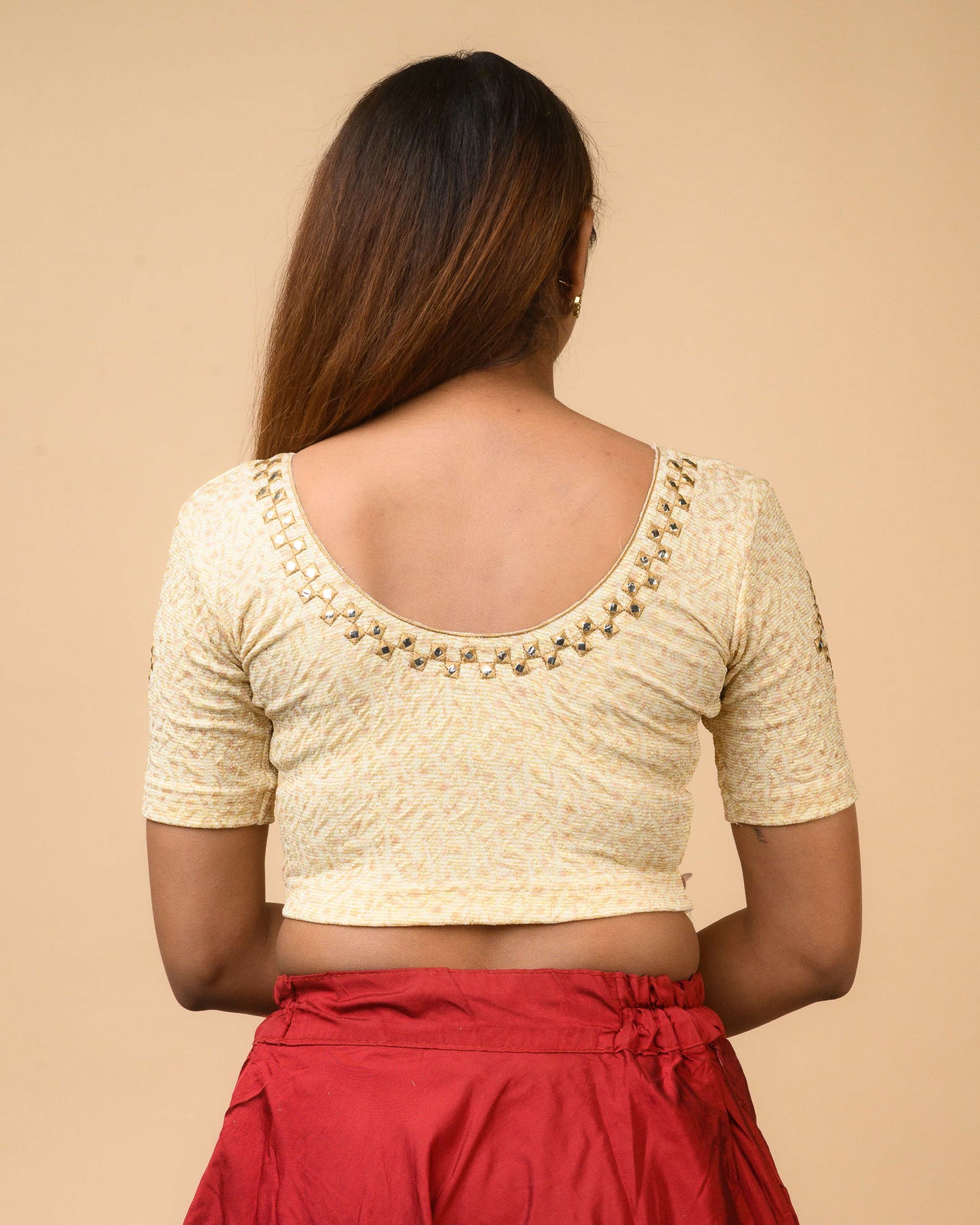 Kanchan Cream Mirror Work Blouse