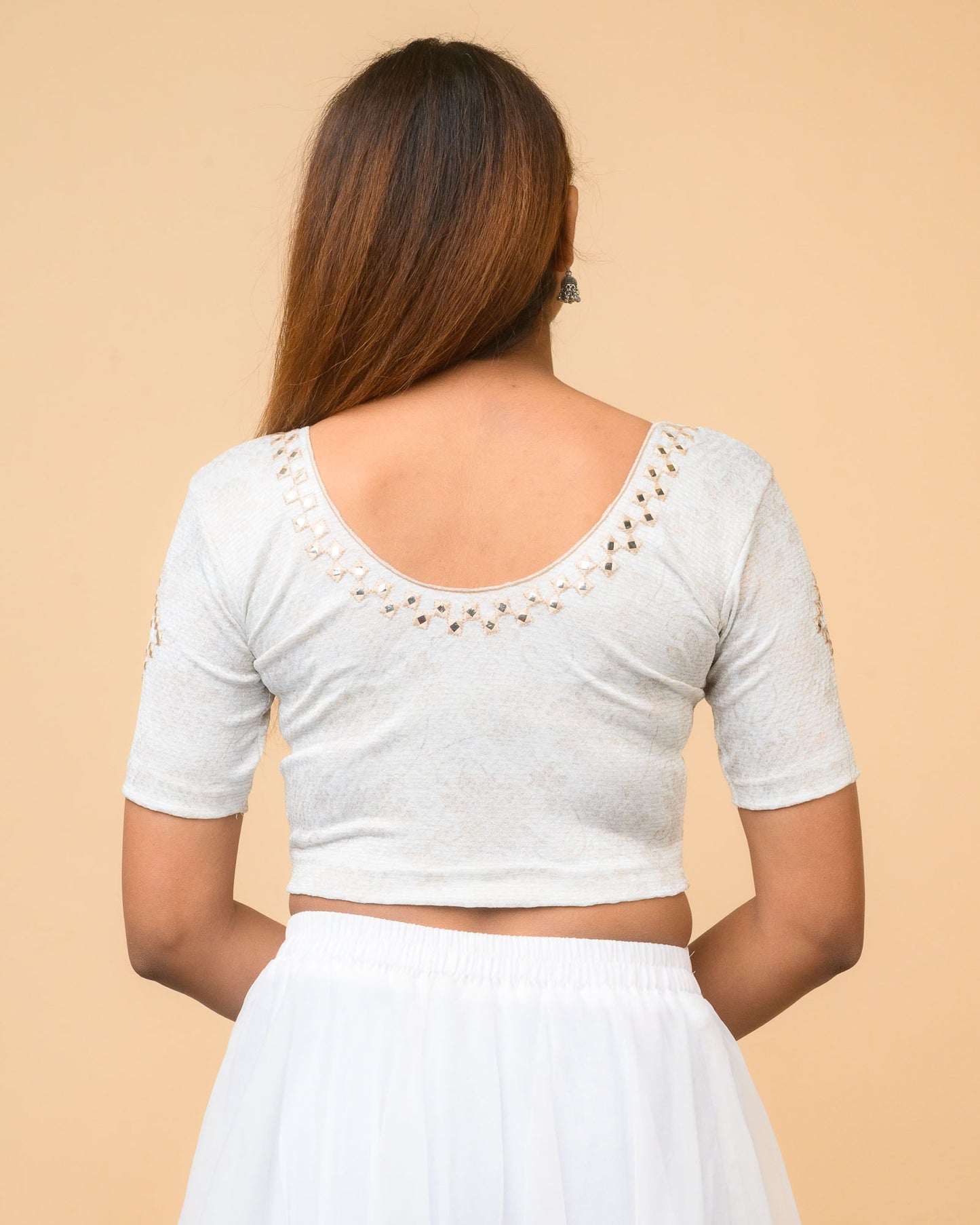 Kanchan Cream Mirror Work Blouse