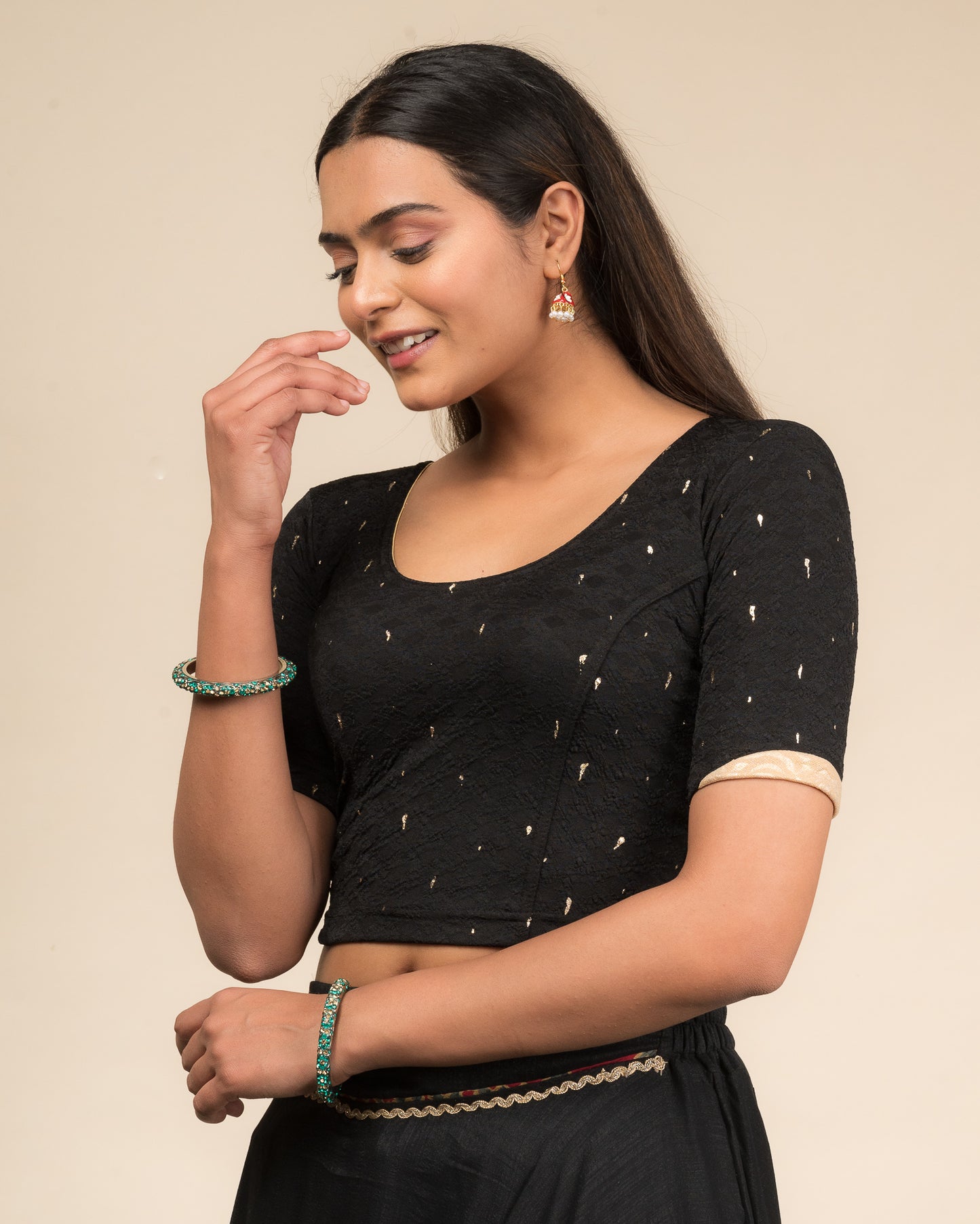 Side profile highlighting the sleeve fit and silhouette.