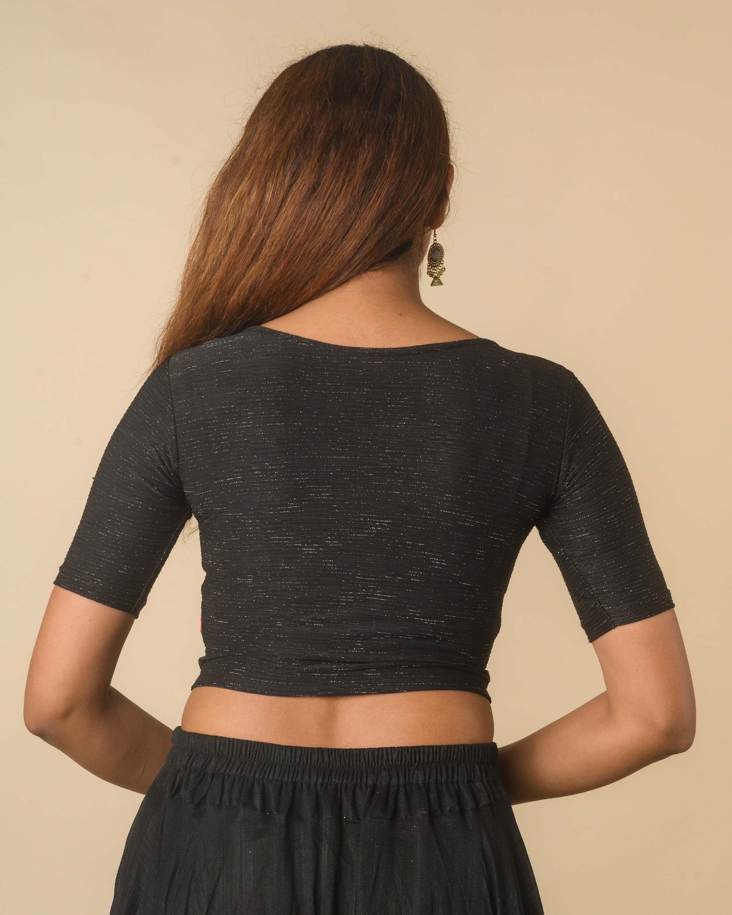 Maisha Black Striped Zari Stretchable Saree Blouse Advi