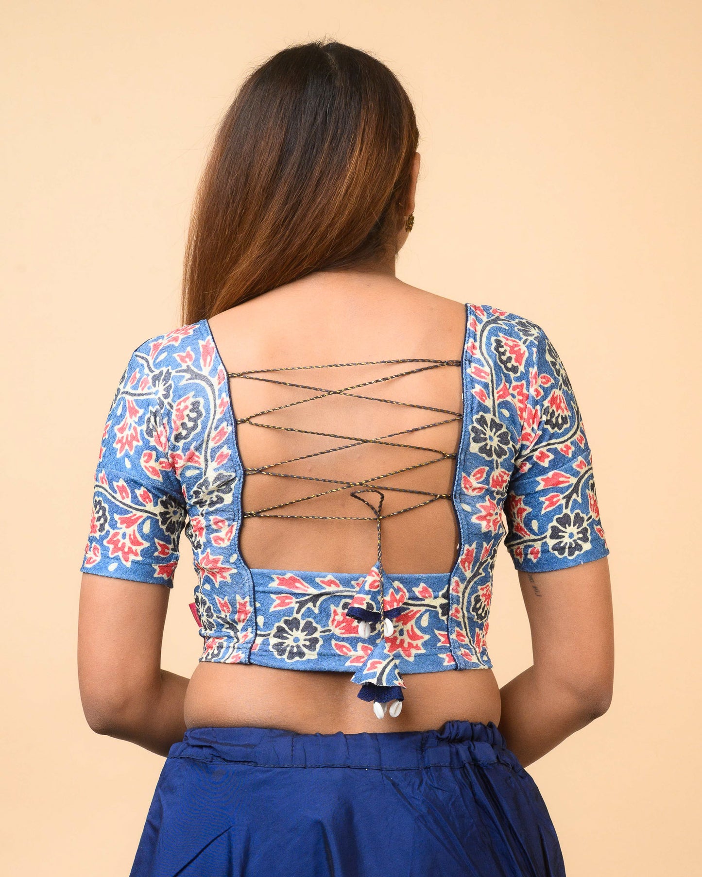Durga Navy Navratri Stretchable Blouse