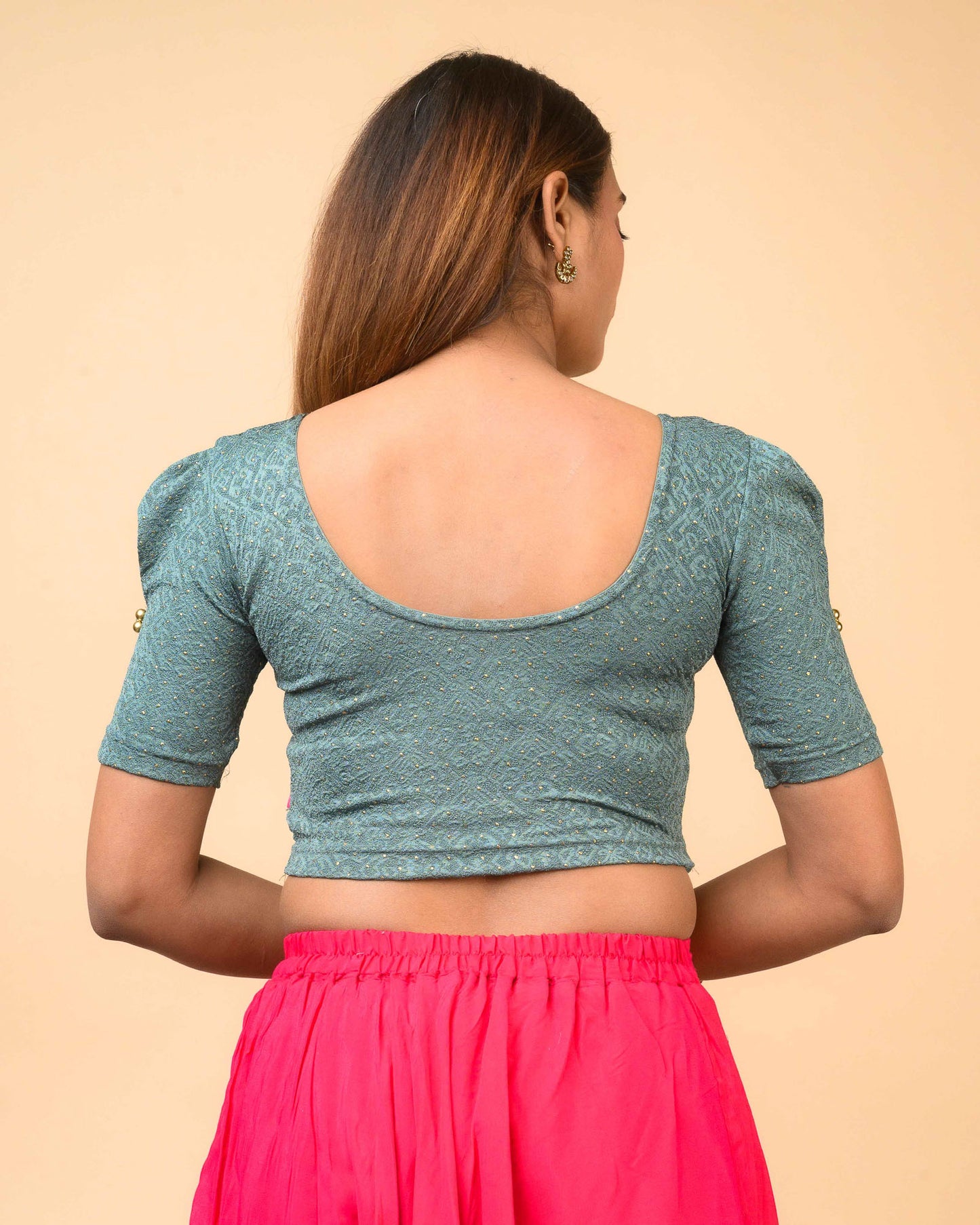 Aneri Sea Green Puff Sleeve Blouse