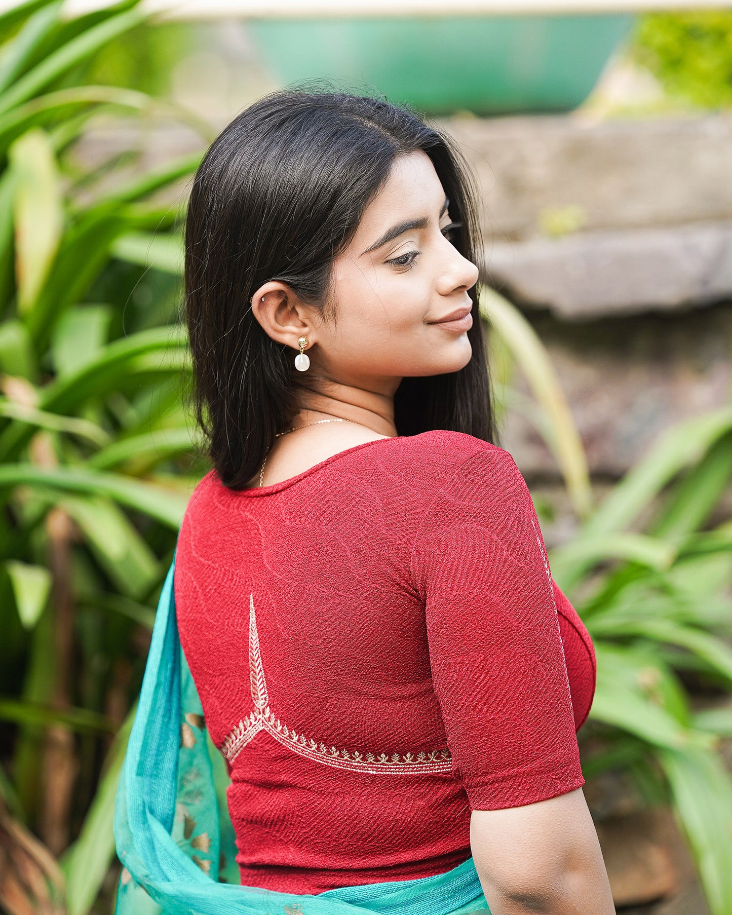 Mirai Maroon Zari Embroidered Blouse