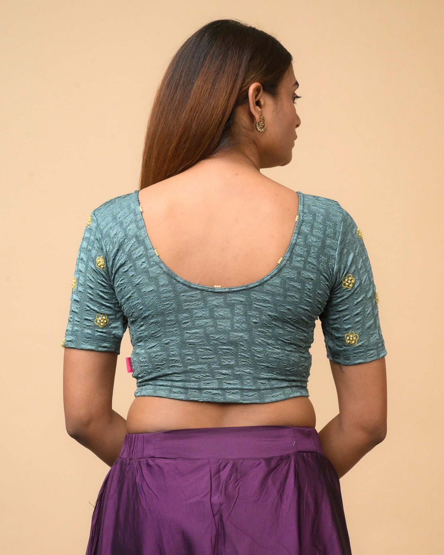 Meena Sea Green Pearl Blouse