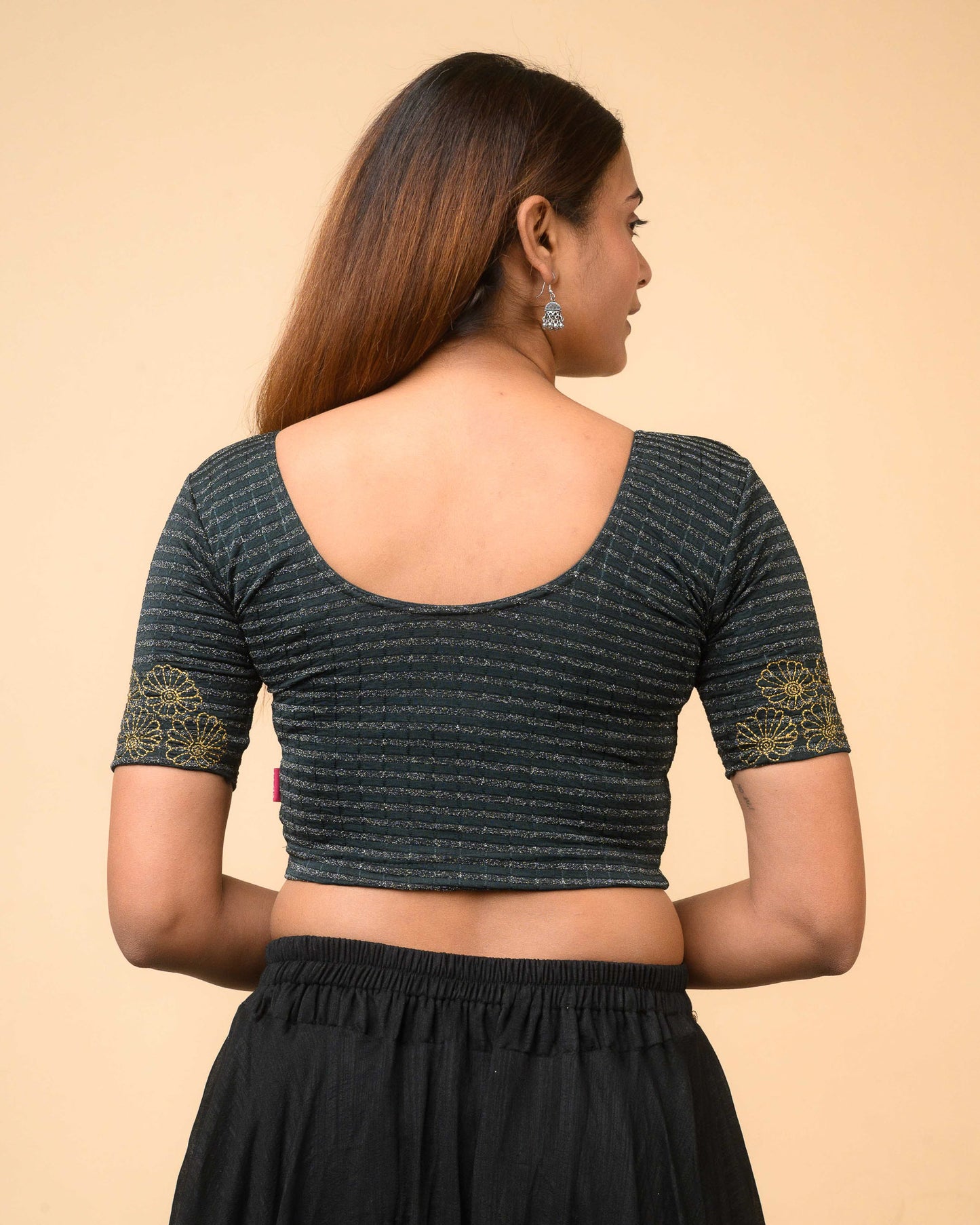 Pranjal Green Floral Embroidery Blouse