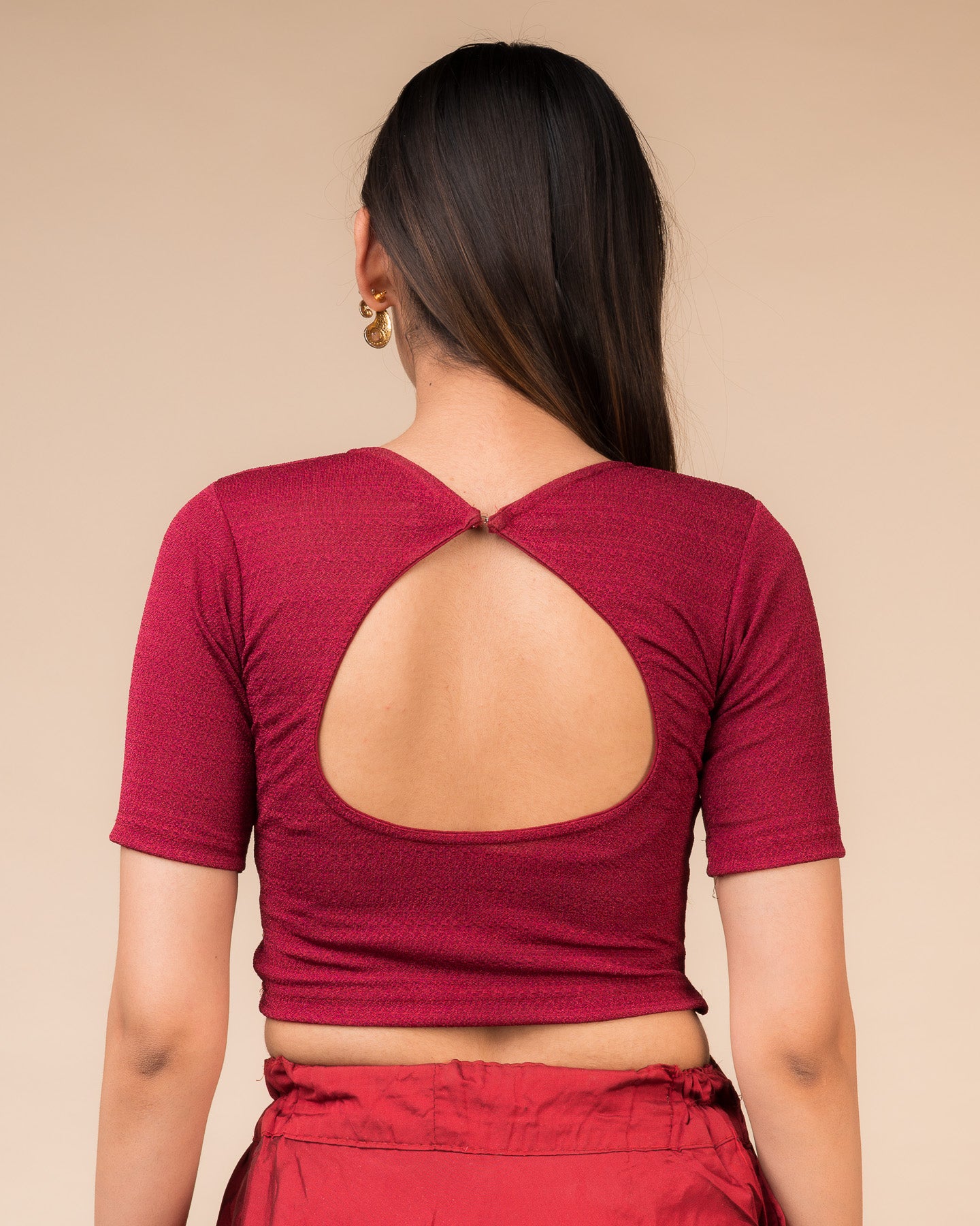 Arishta Maroon Hook Closure Bustier Blouse – Advi Round Neck Classic