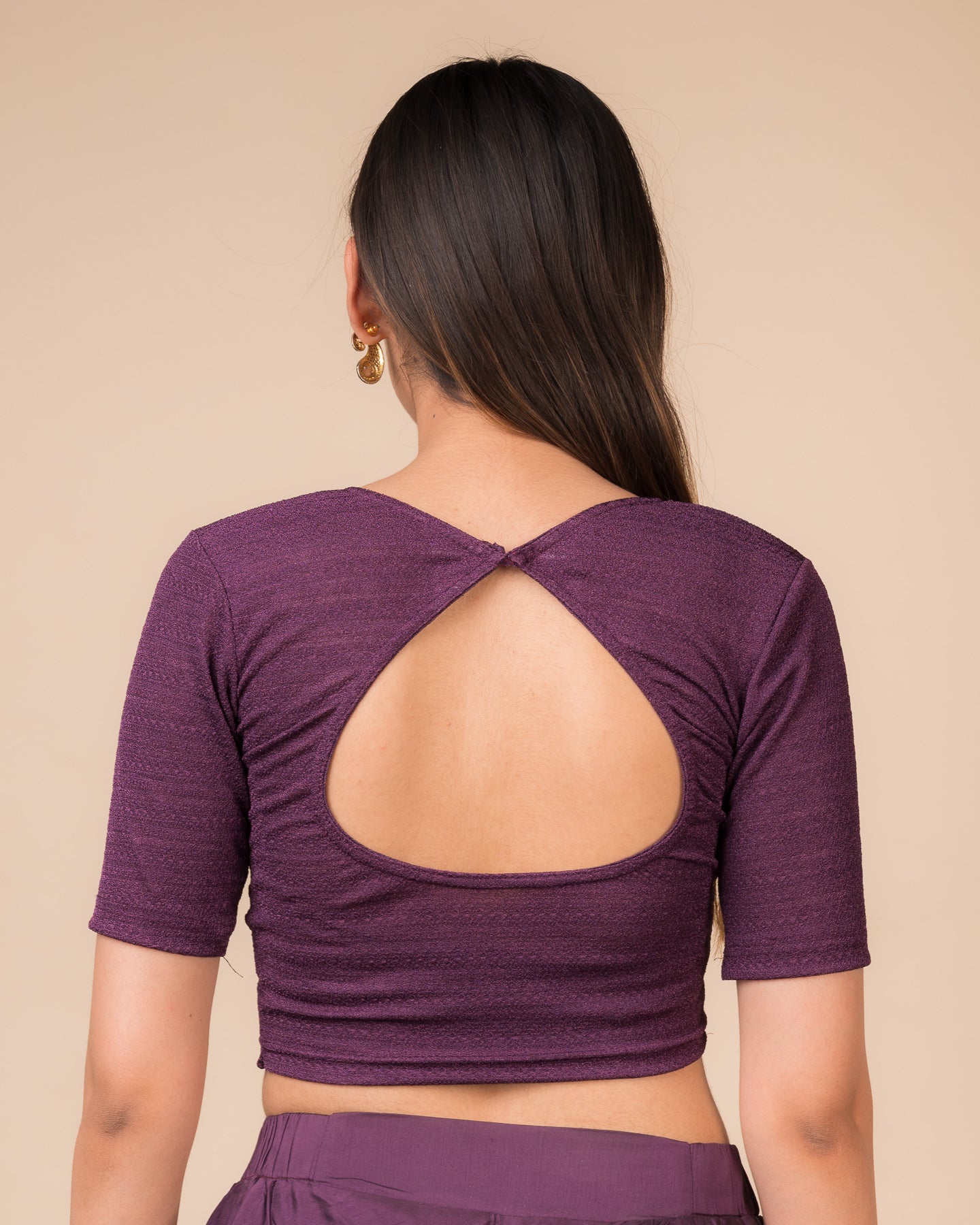 Arishta Purple Hook Closure Bustier Blouse – Advi Round Neck Classic