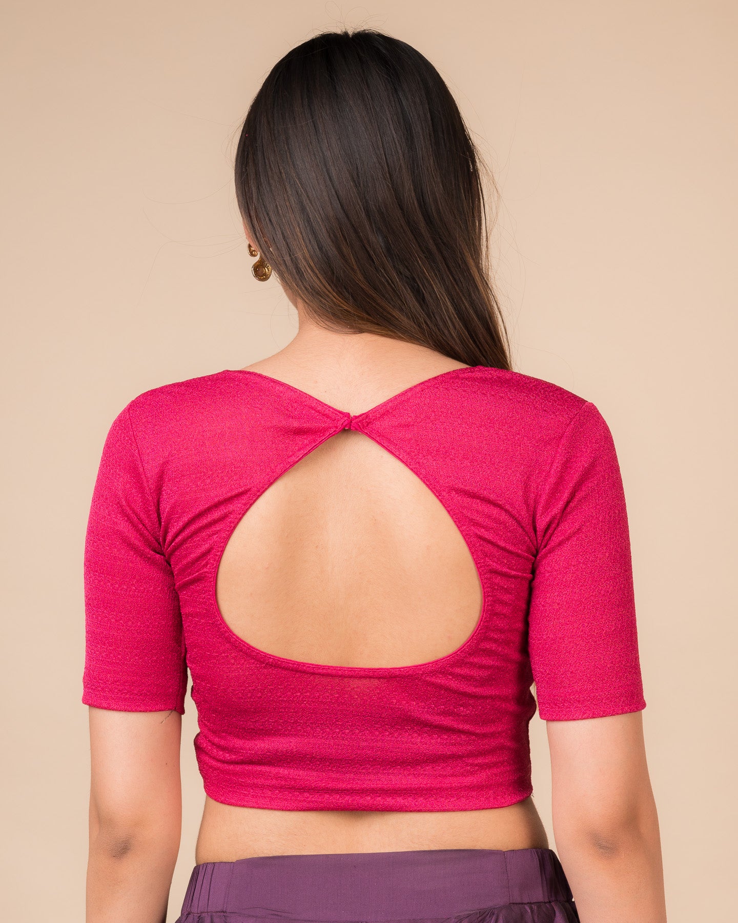 Arishta Rani Pink Hook Back Elbow Blouse – Advi Embellished Solid Classic