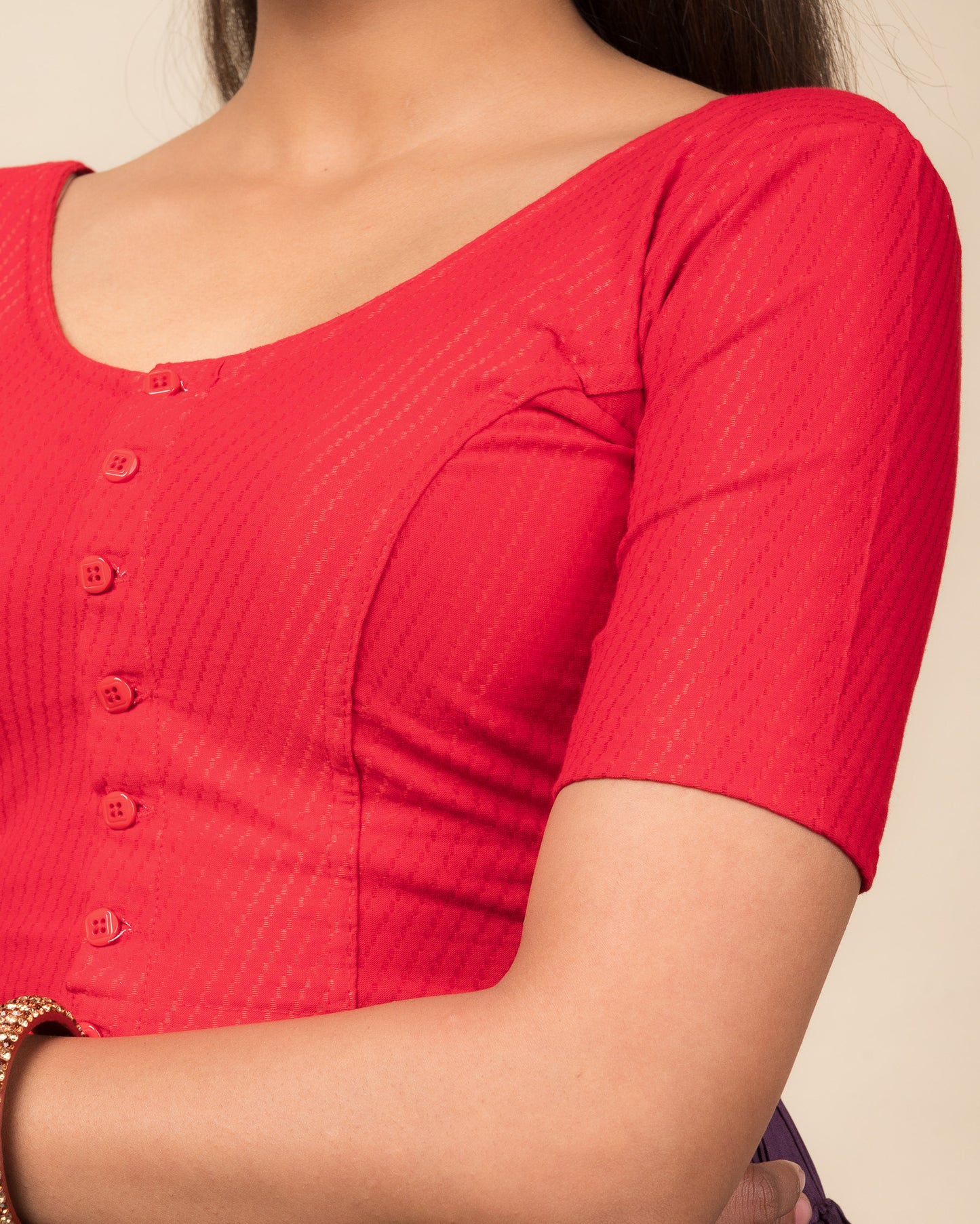 Close-up of the dobby cotton texture.