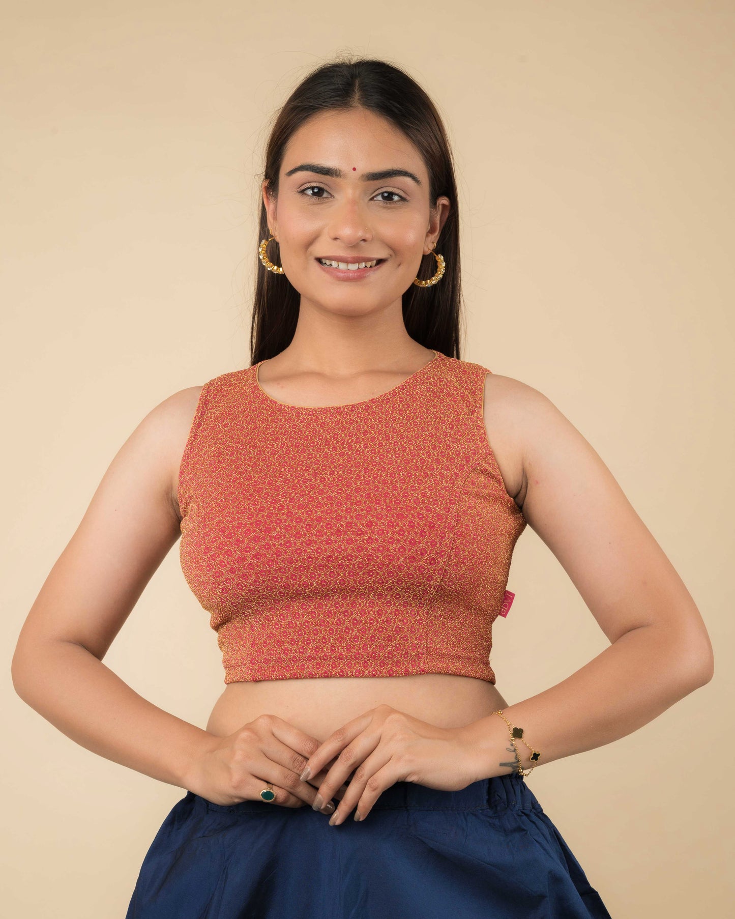 Shimona Rani Banarasi Zari Round Neck Embellished Blouse by Advi