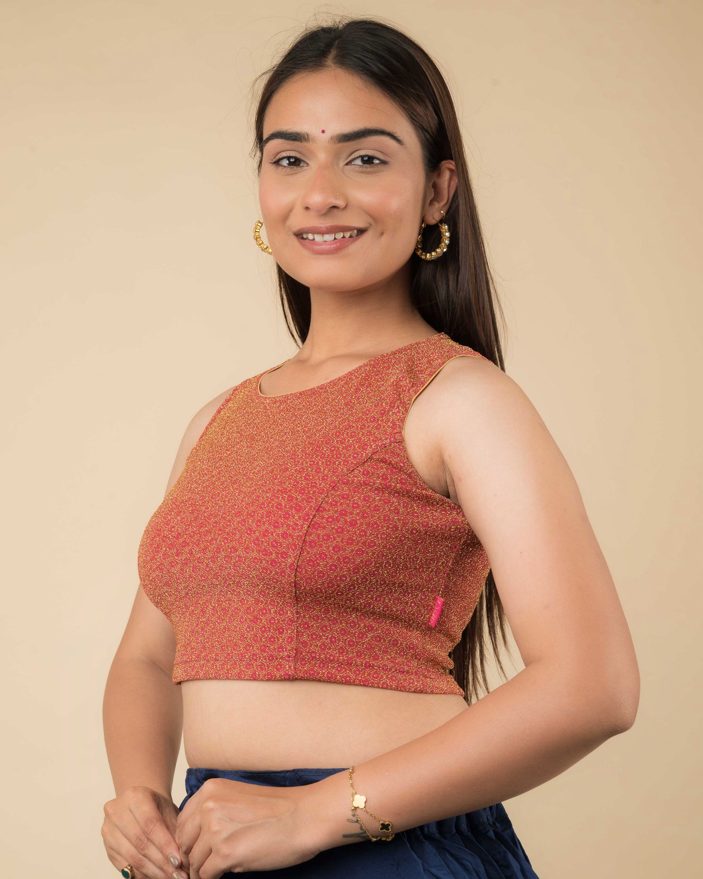 Shimona Rani Banarasi Zari Round Neck Embellished Blouse by Advi