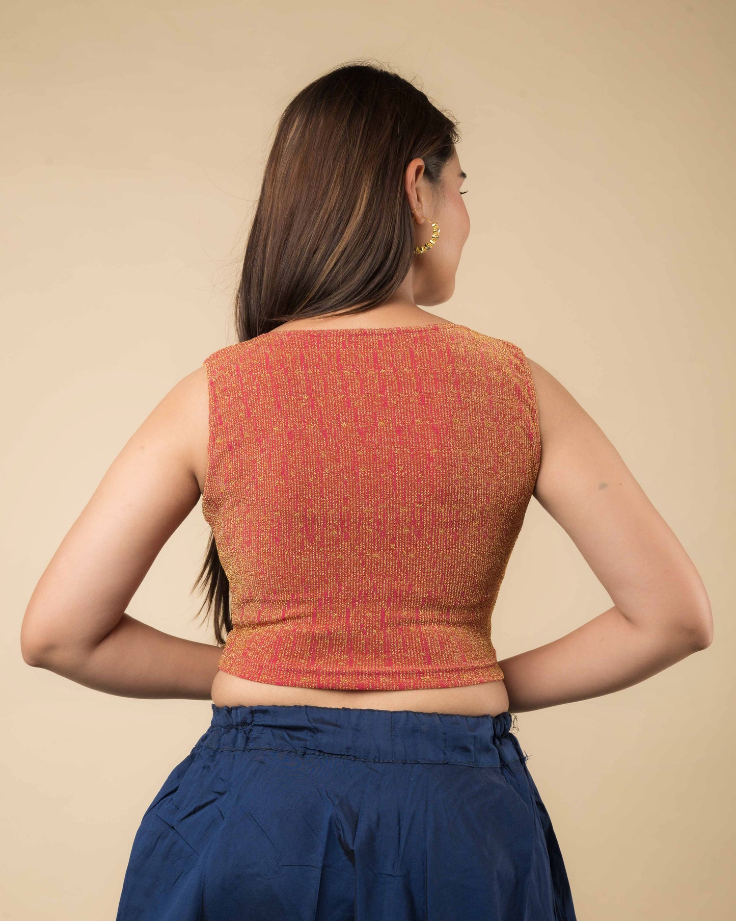 Shimona Rani Brocade Zari Embellished Round Neck Blouse by Advi