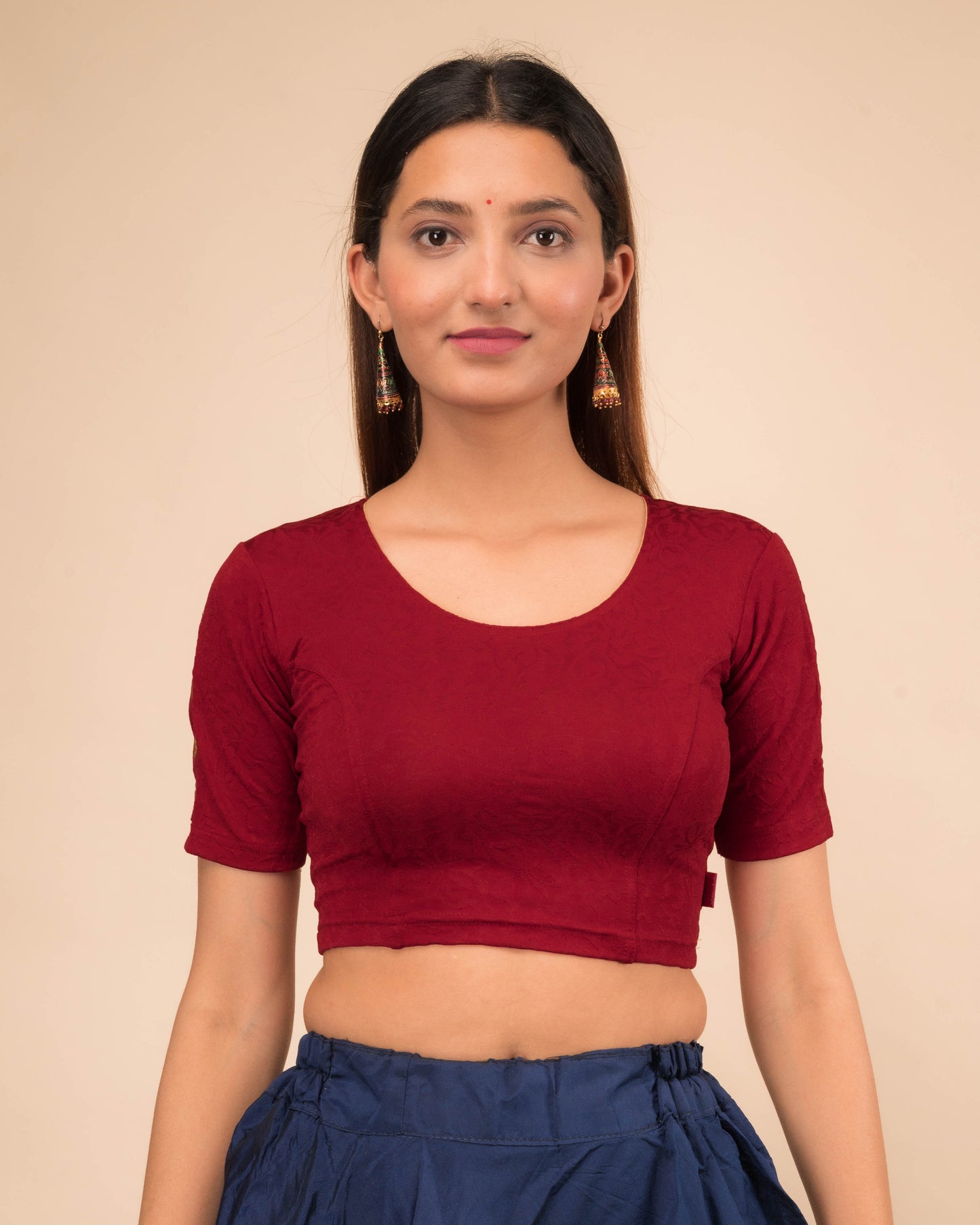 Banno Intricate Buti Embroidery Stretchable Slip On Blouse