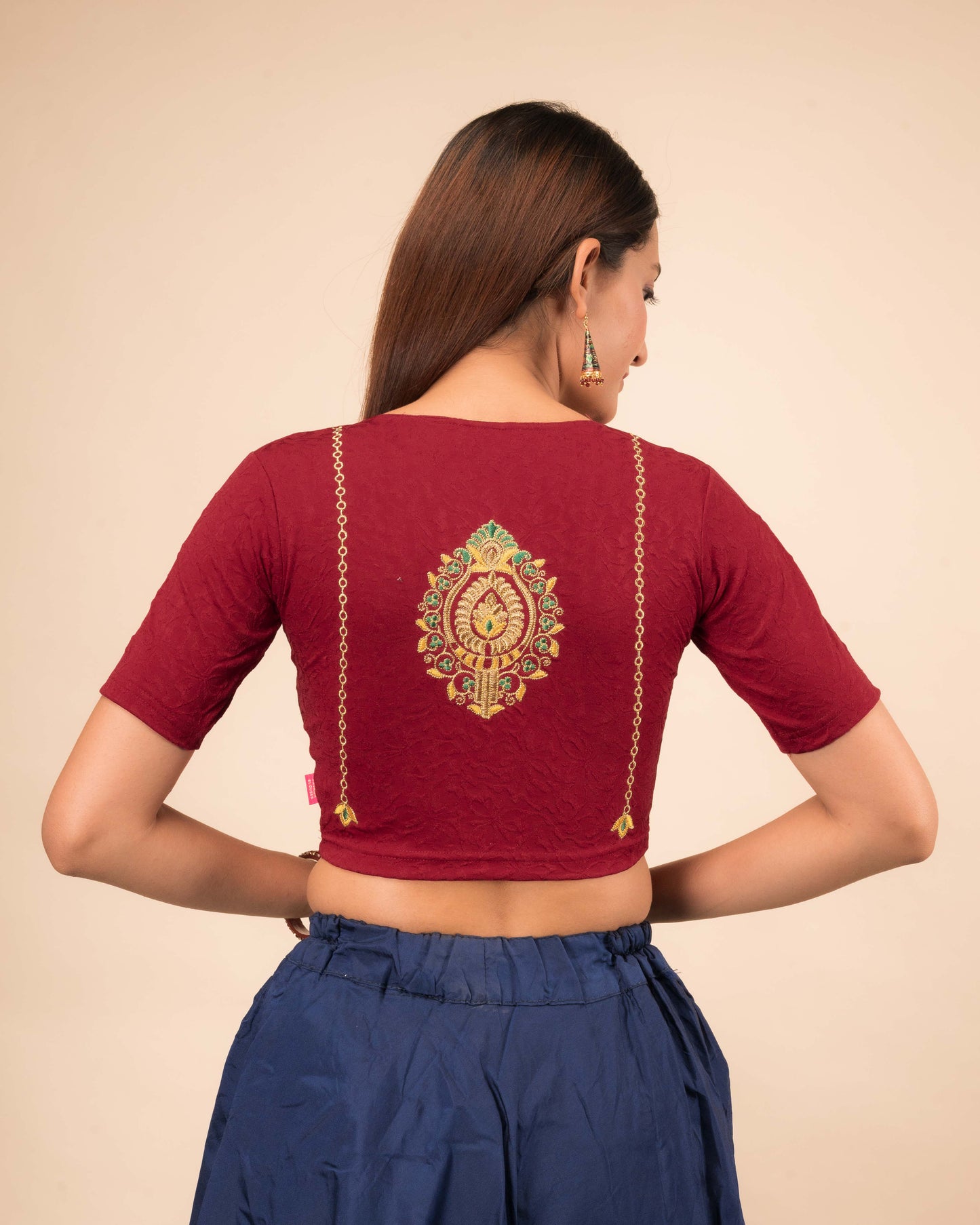 Banno Intricate Buti Embroidery Stretchable Slip On Blouse