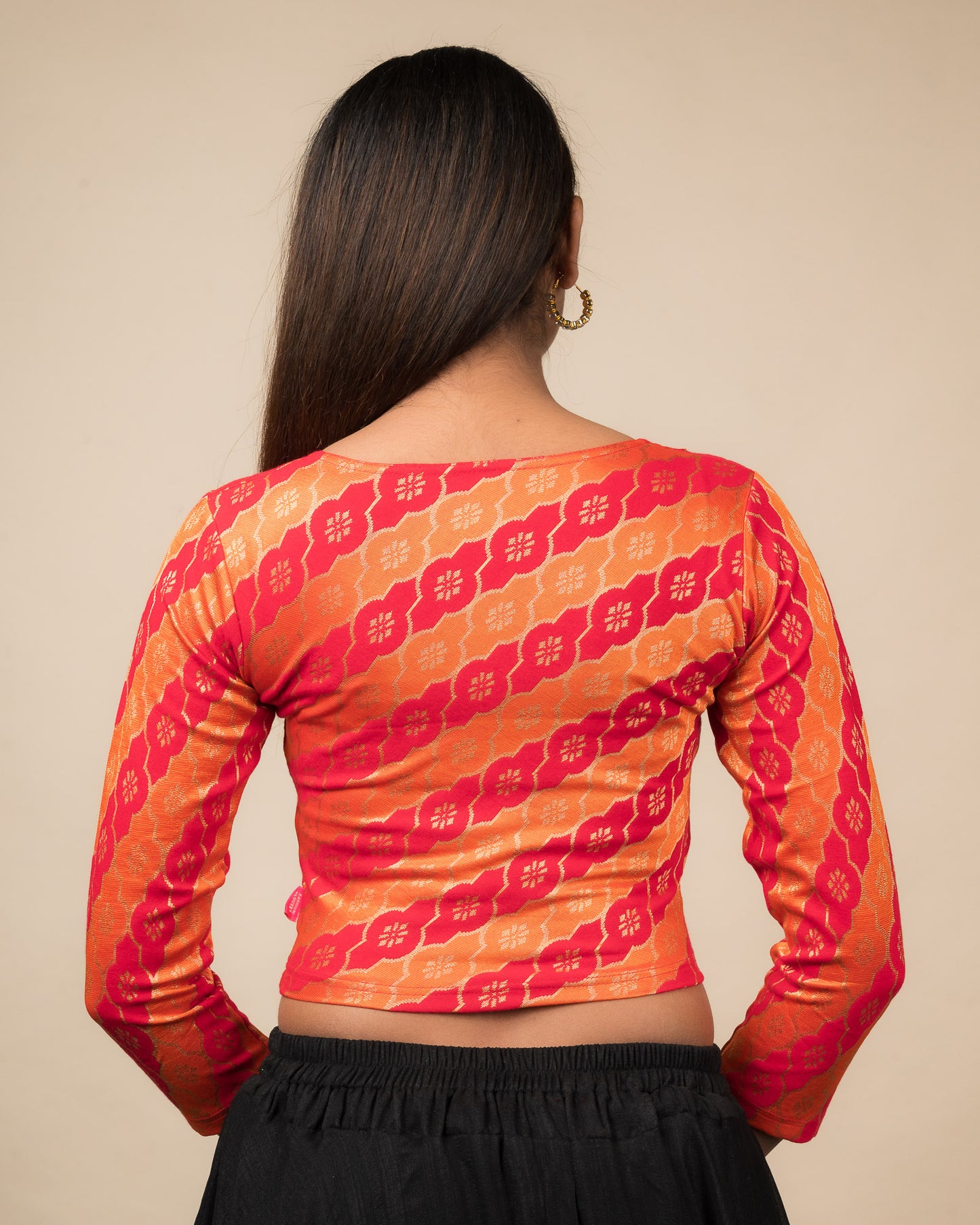 Shillong Winter Multicolour Persian Jaal Long Sleeve Stretchable Saree Blouse