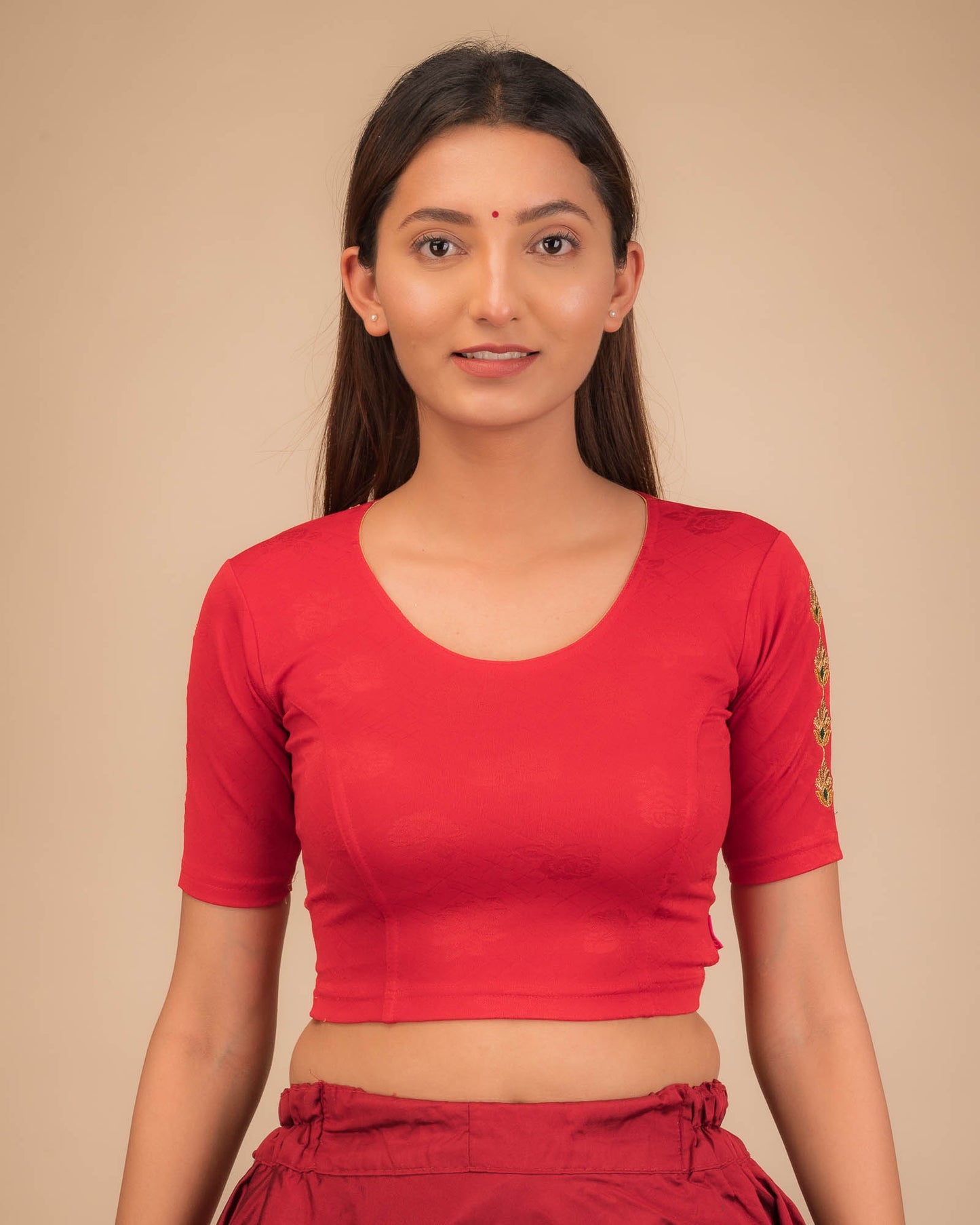 Banno Intricate Buti Embroidery Stretchable Slip On Blouse