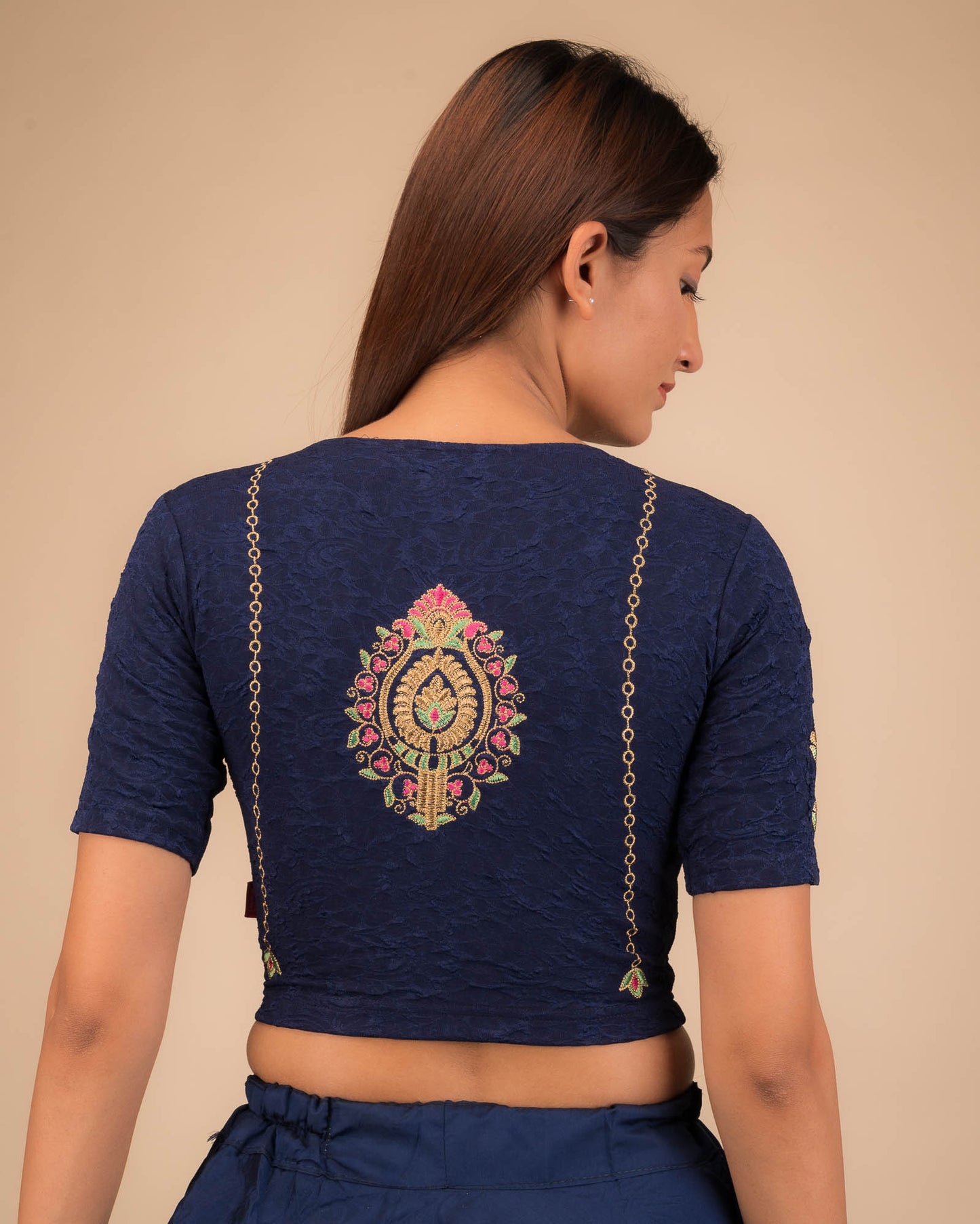 Banno Intricate Buti Embroidery Stretchable Slip On Blouse
