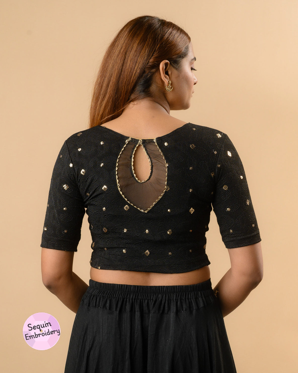 Shiromani Black Organza Back Blouse
