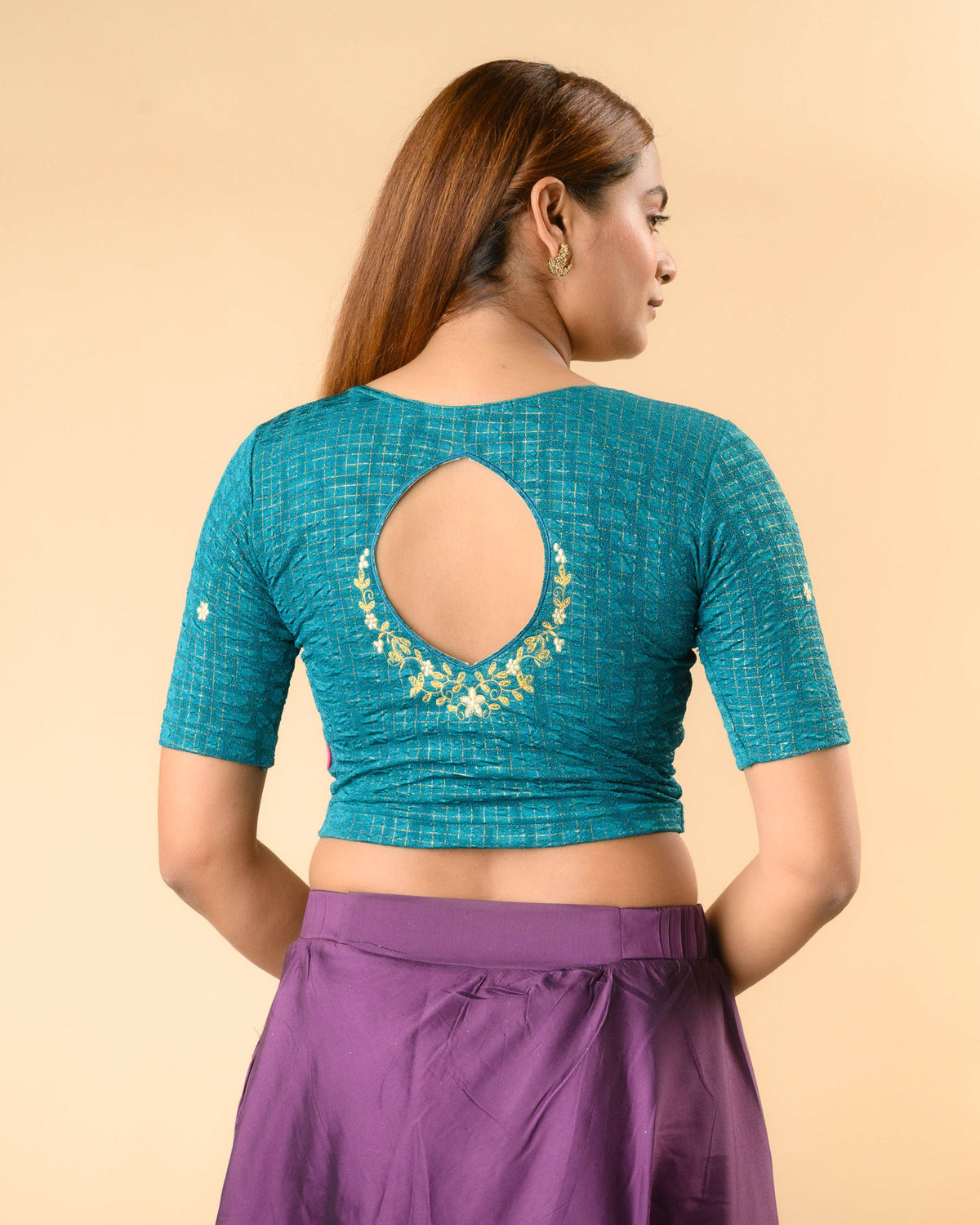 Yamini Rama Green Embroidered Back Blouse