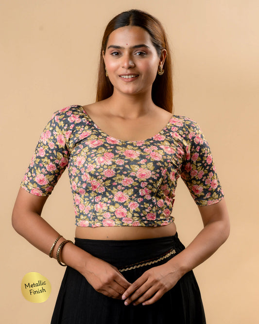 Shabana Multi Floral Printed 1 Saree Blouse Advi