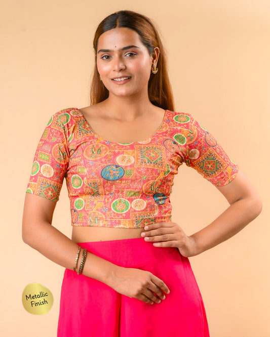 Shabana Multi Floral Printed 4 Saree Blouse Advi