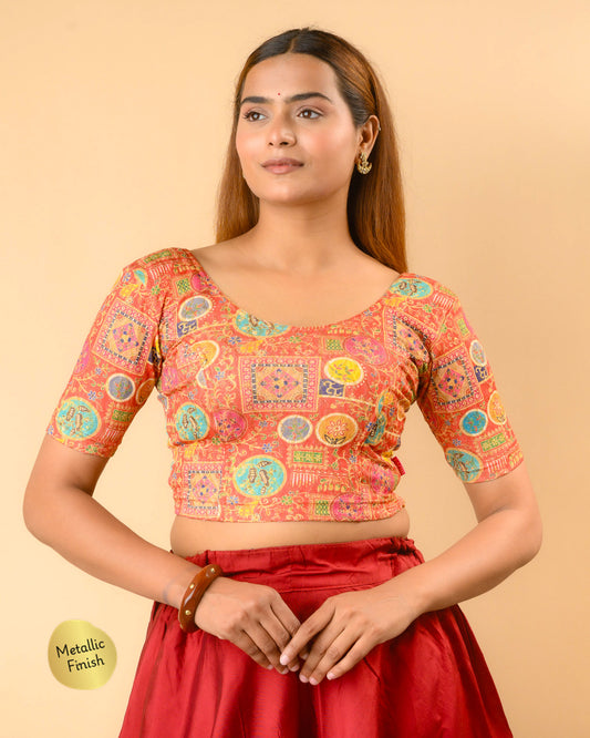 Shabana Multi Floral Printed 5 Saree Blouse Advi