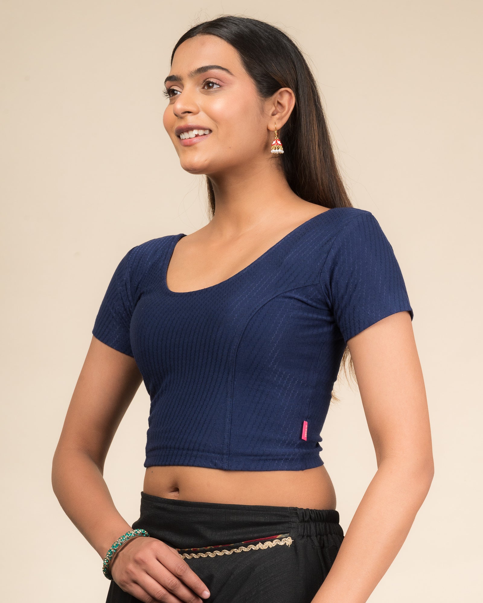 Side profile highlighting the fit and sleeve length
