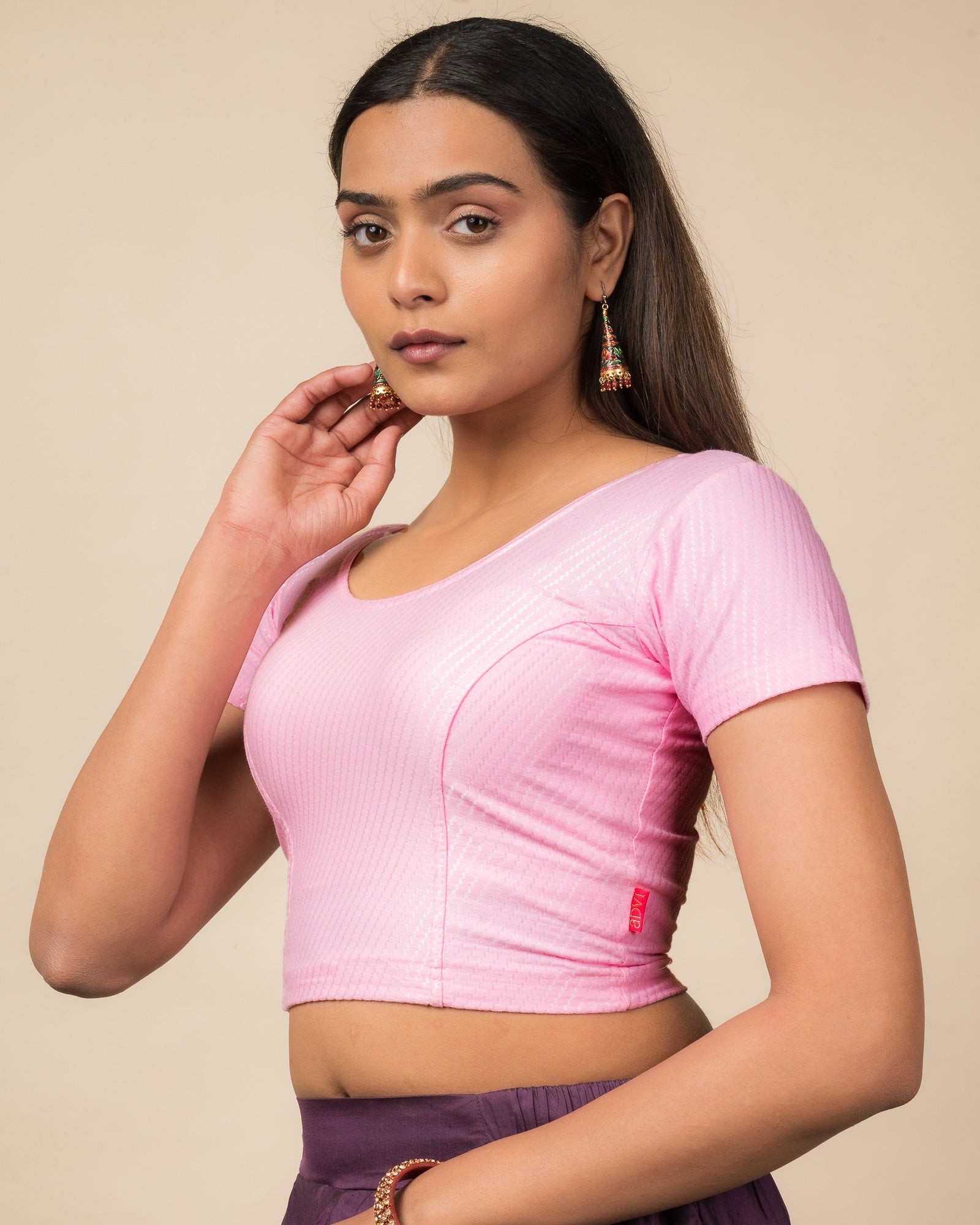 Side profile highlighting the fit and sleeve length