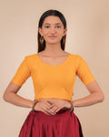 Dobby Mango Cotton Elbow Sleeve Textured Slip On Blouse by Advi