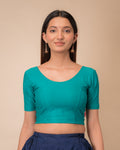 Dobby Rama Cotton Elbow Sleeve Slip On Blouse by Advi